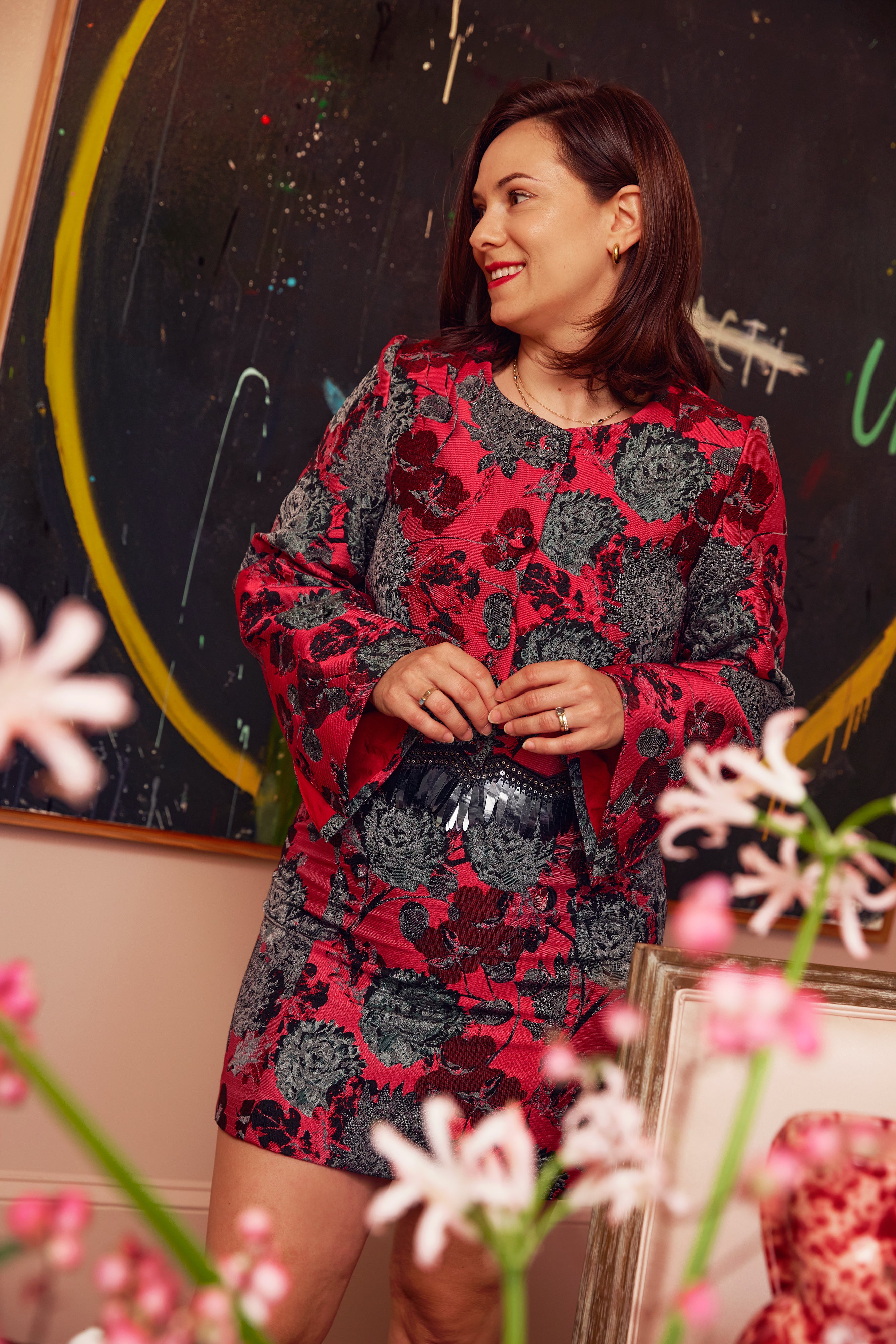 Kennedy Jacket Hot Pink Vintage Dahlia Jacquard