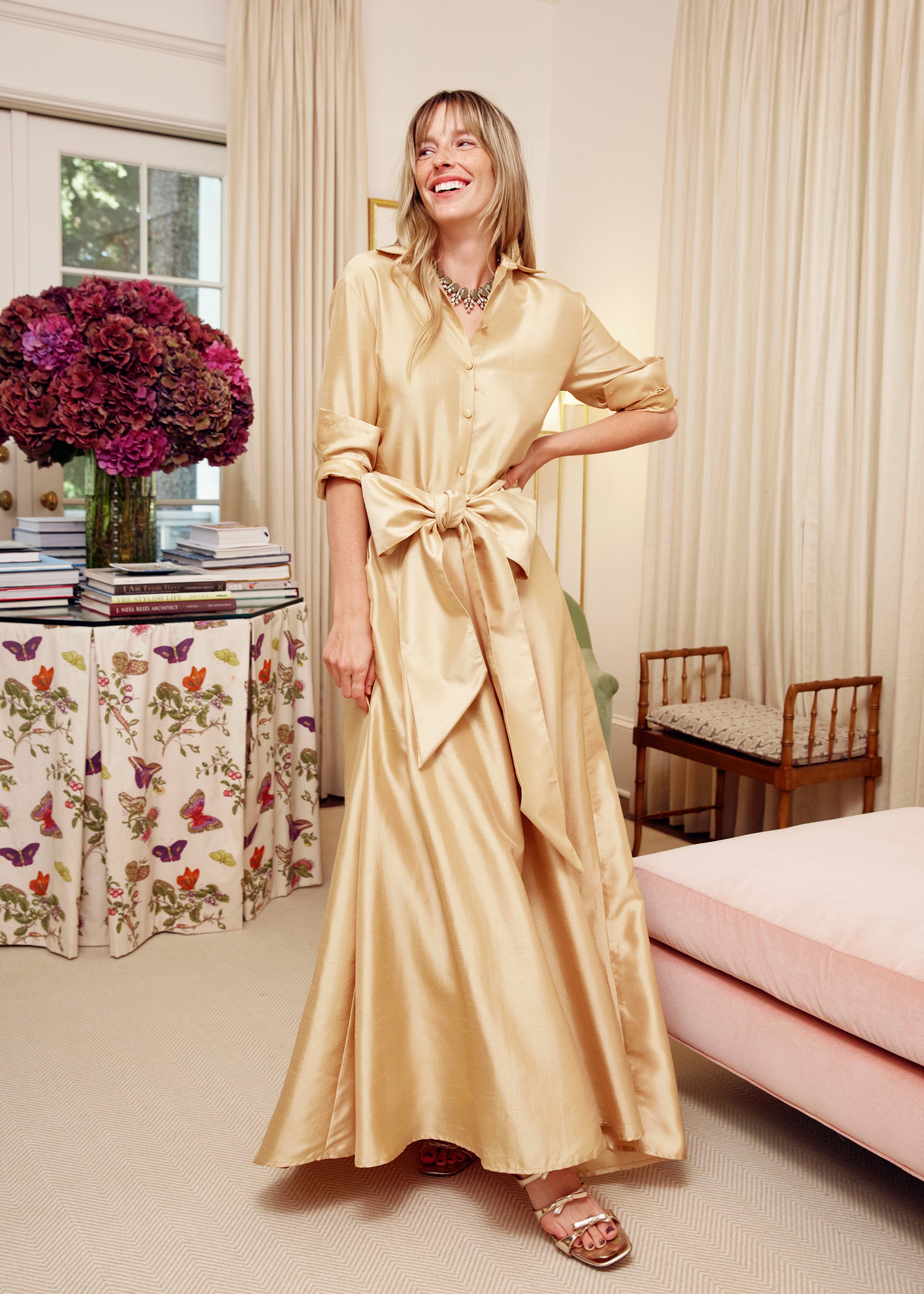 Olivia Skirt Gold Dupioni