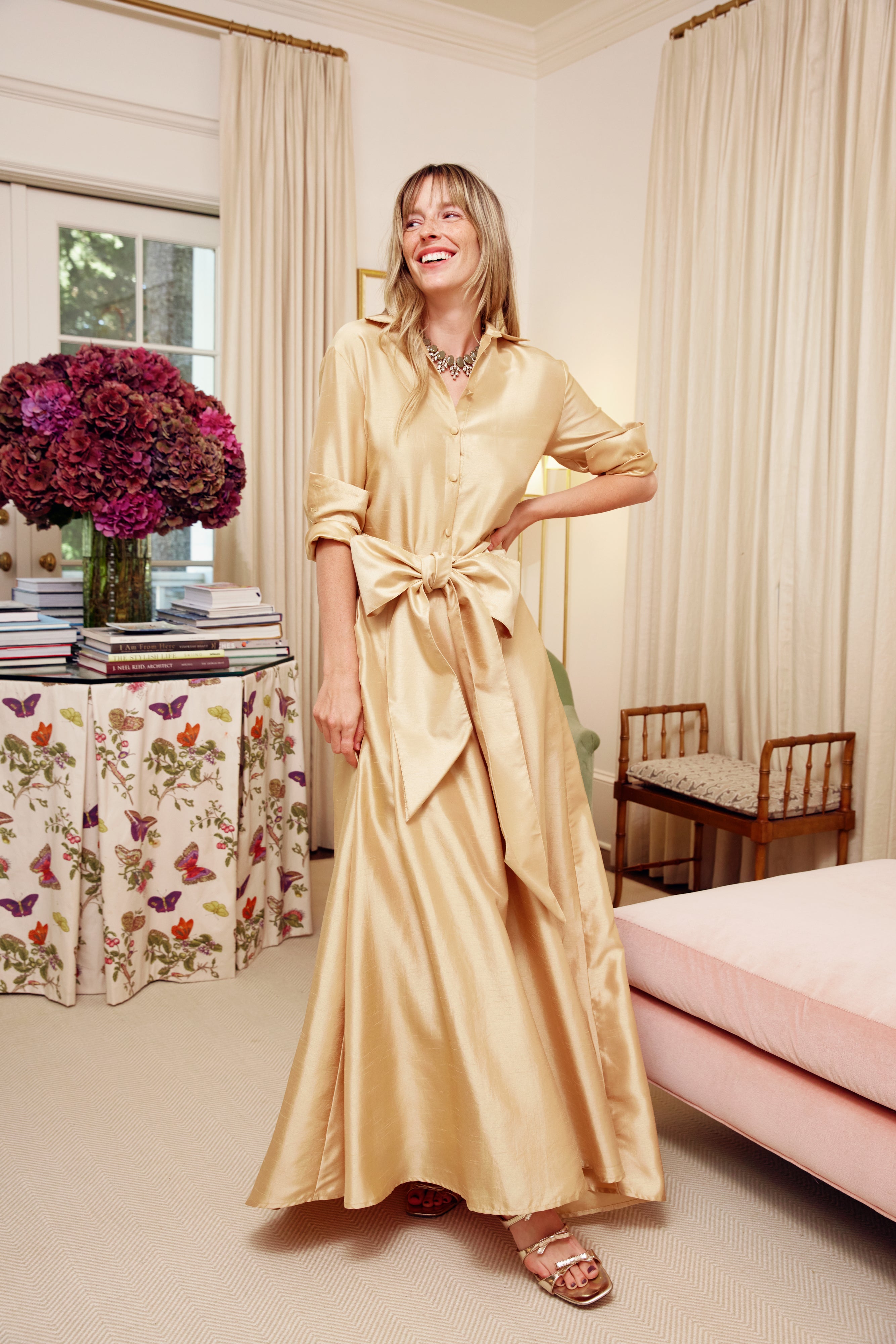 Nora Blouse Gold Dupioni