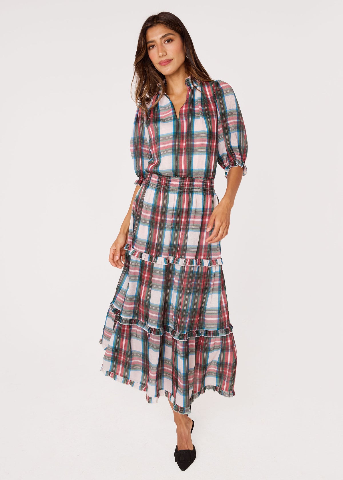 Bennett Gown Holiday Tartan Chiffon