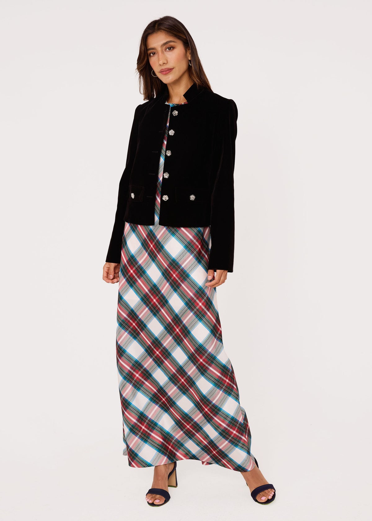 Hannah Dress Holiday Tartan Dupioni
