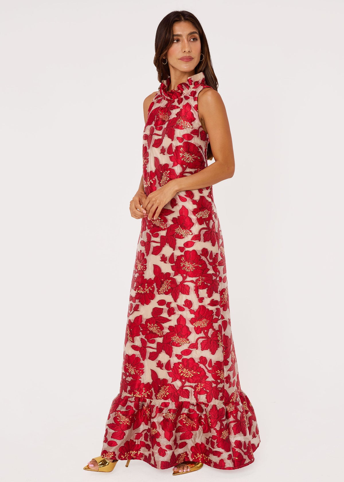 Camille Gown Red Blossom Organza