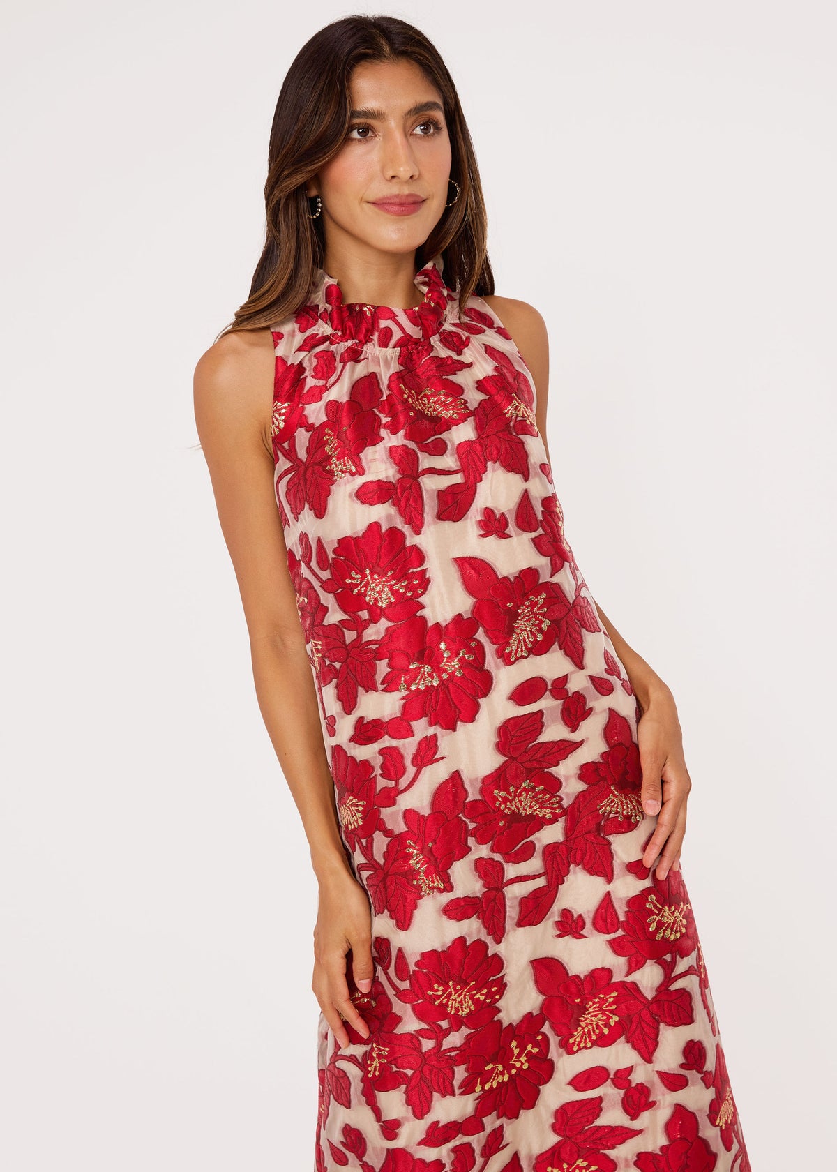 Camille Gown Red Blossom Organza