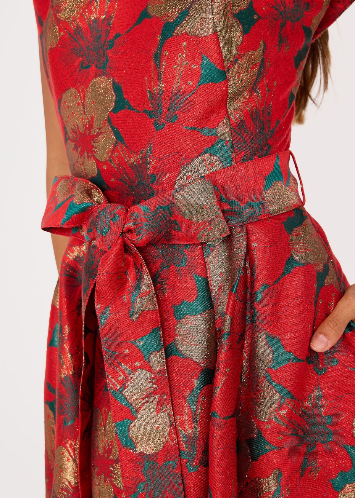 Olivia Gown Red Poinsettia Jacquard