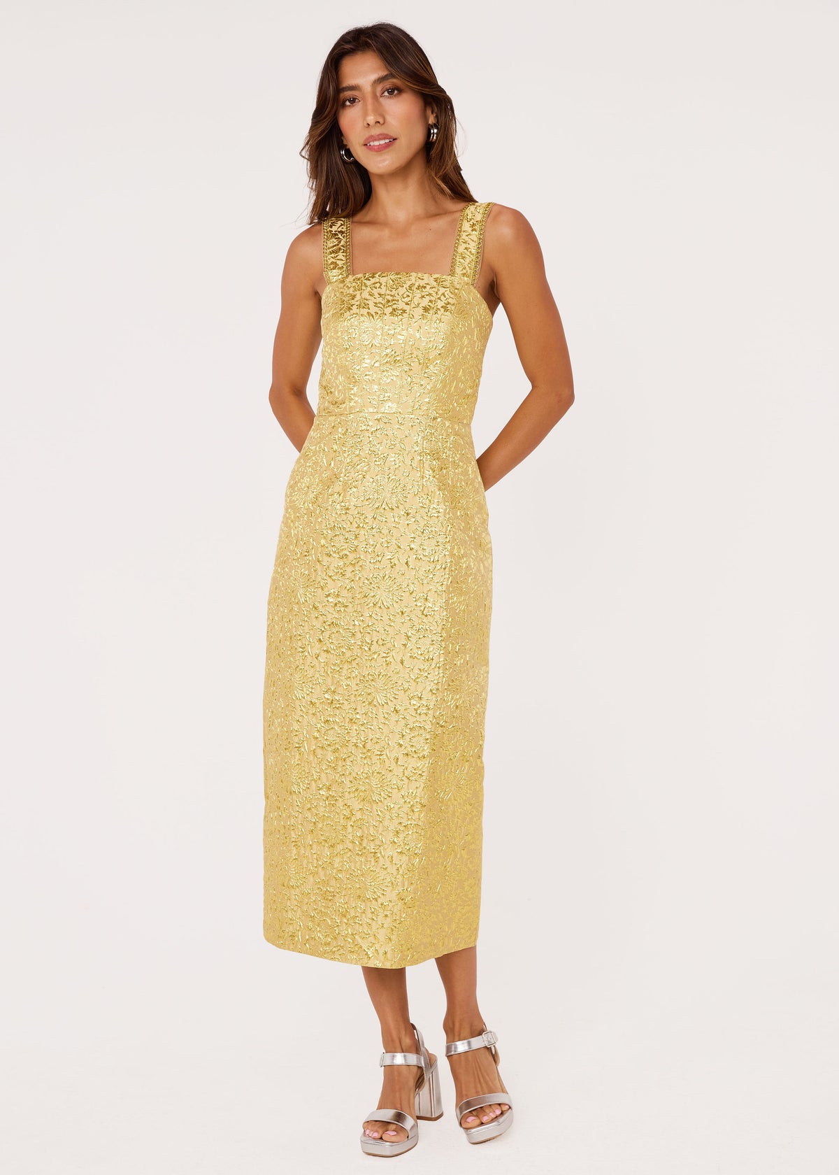 Sonja Dress Gold Damask Jacquard