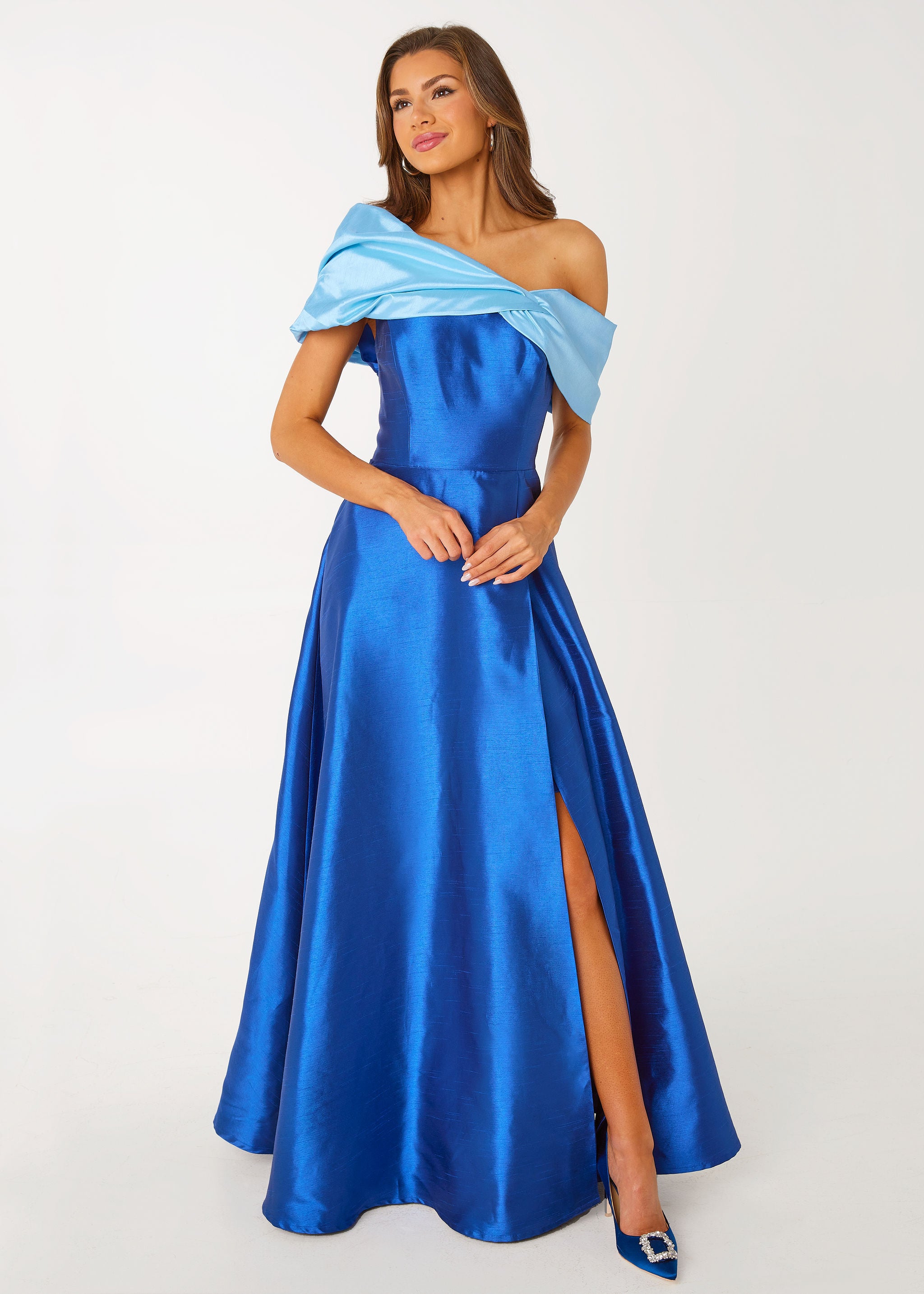 Amelia Gown Cobalt Dupioni