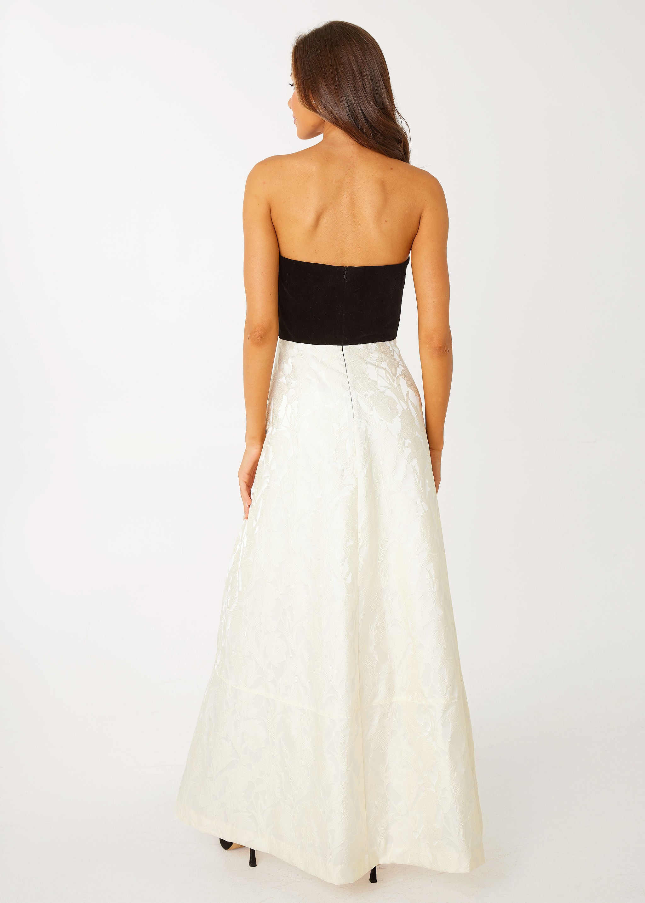 Catherine Gown Velvet and Ivory Embossed Satin