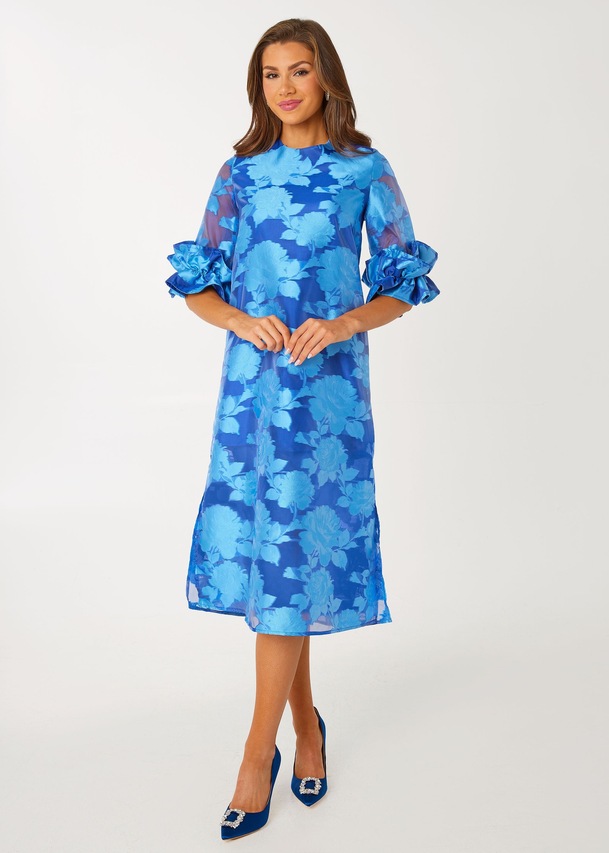 Bronwyn Dress Blue Tea Rose Organza