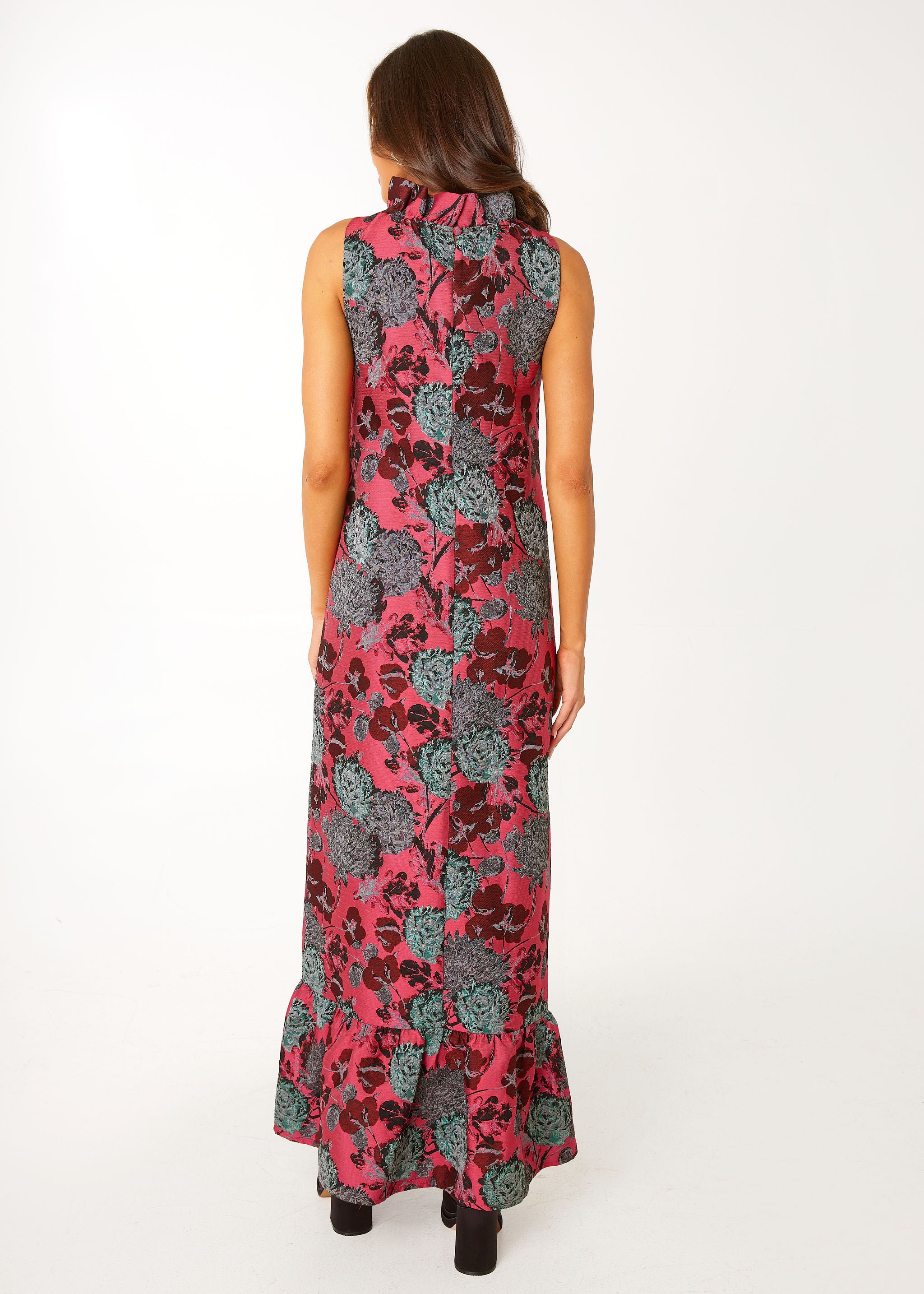 Camille Gown Hot Pink Vintage Dahlia Jacquard