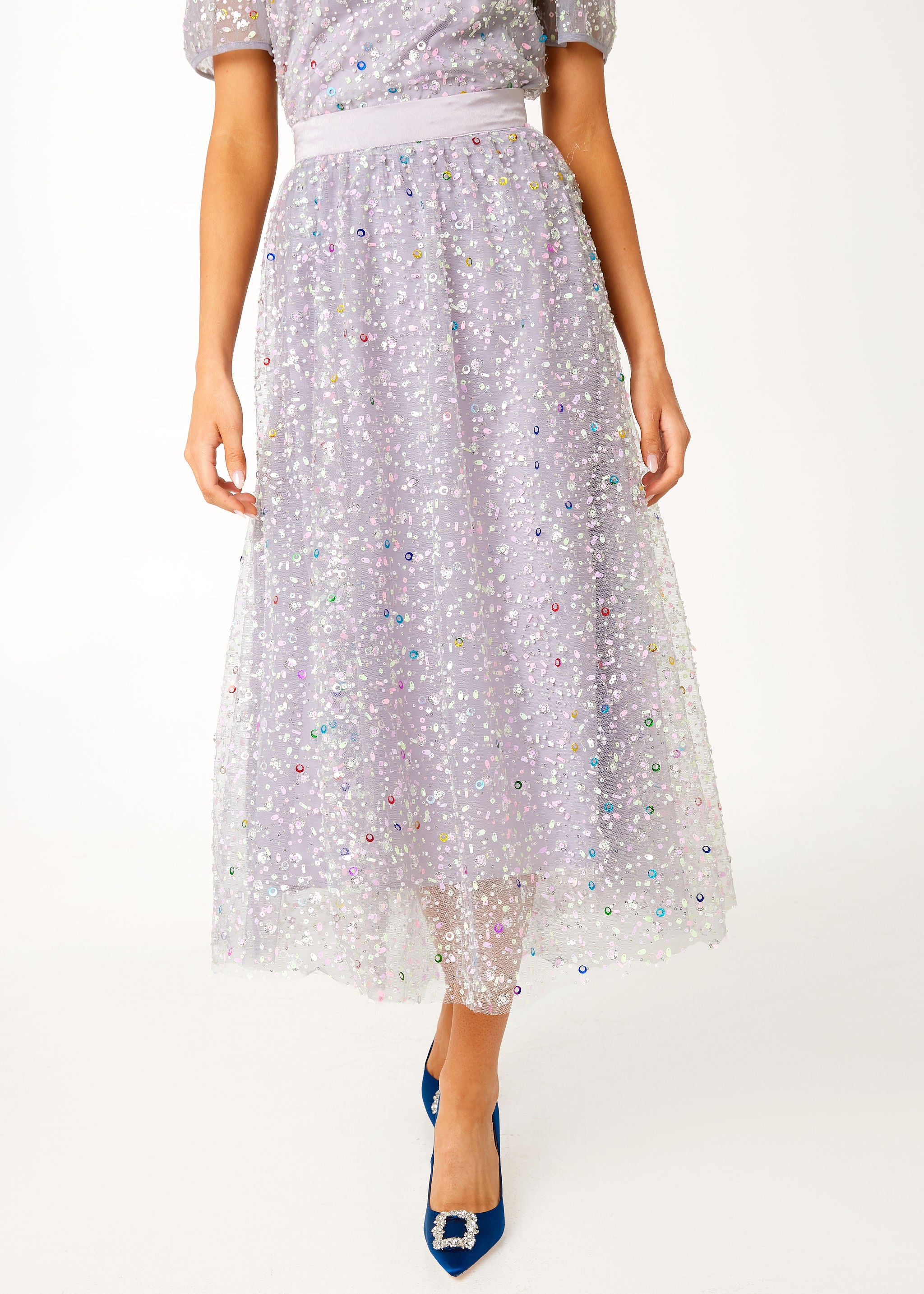 Eden Skirt Silver Confetti Tulle