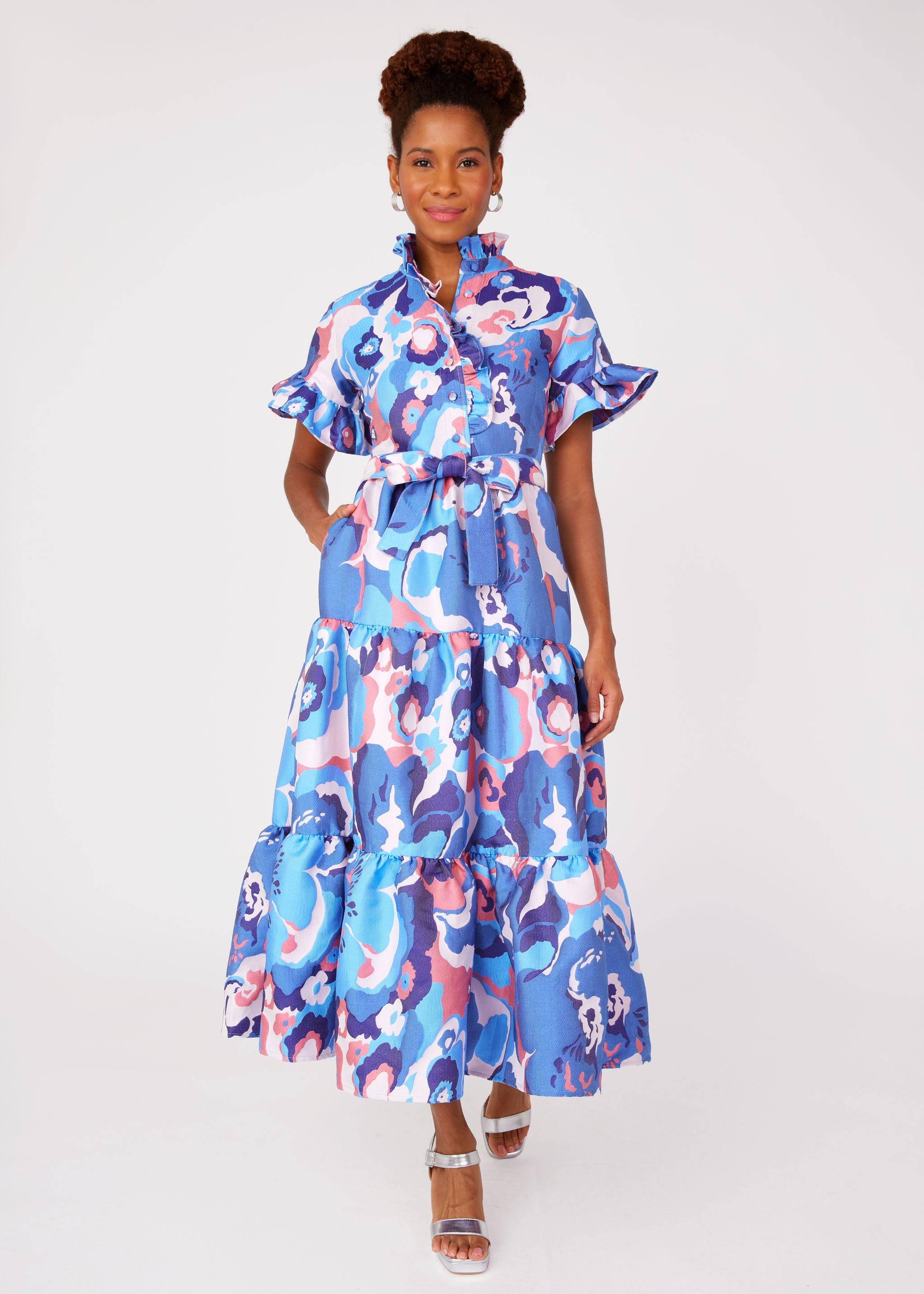 Sadie Maxi Dress Blue Retro Jacquard