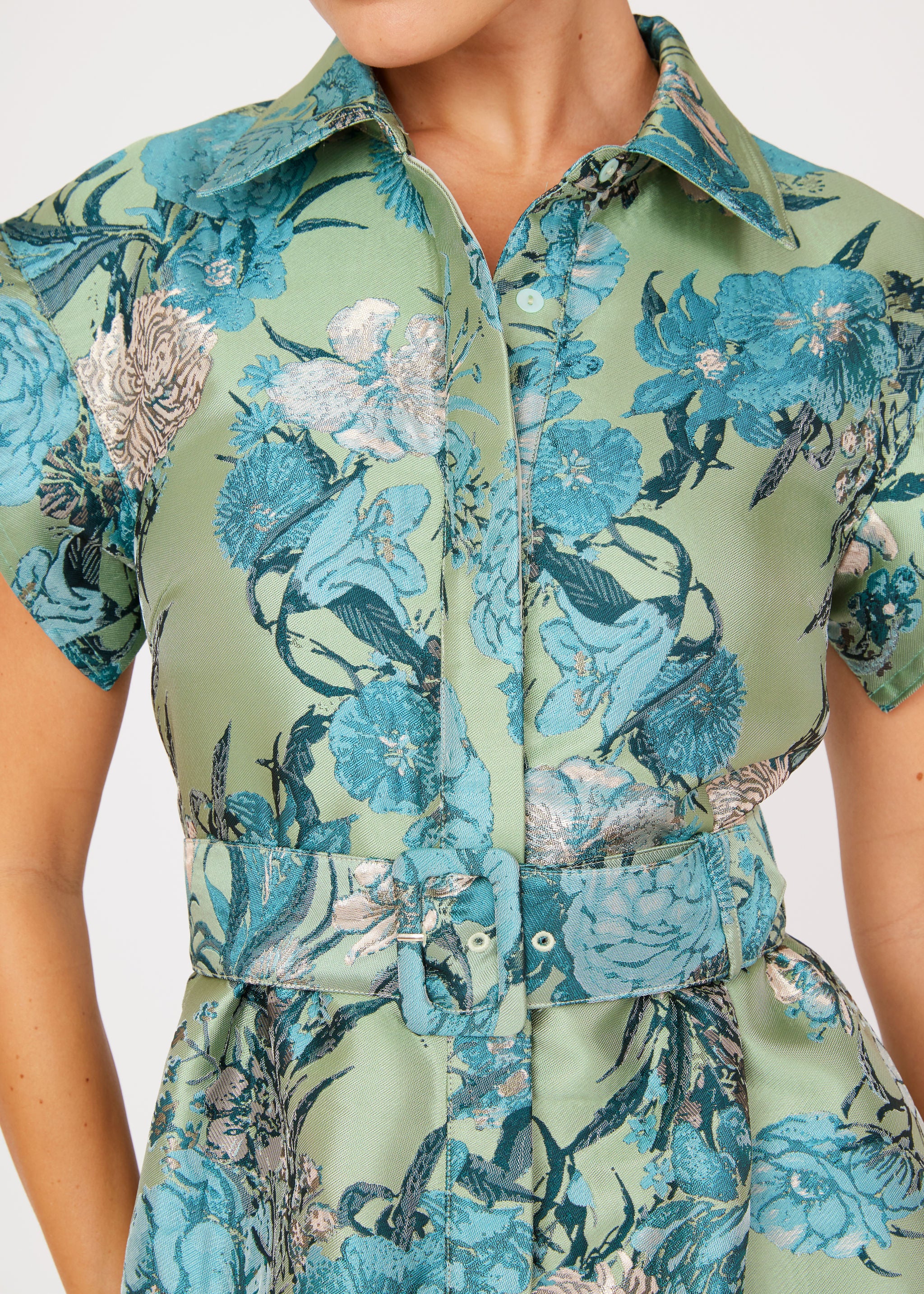 Harper Dress Sage Mum Jacquard