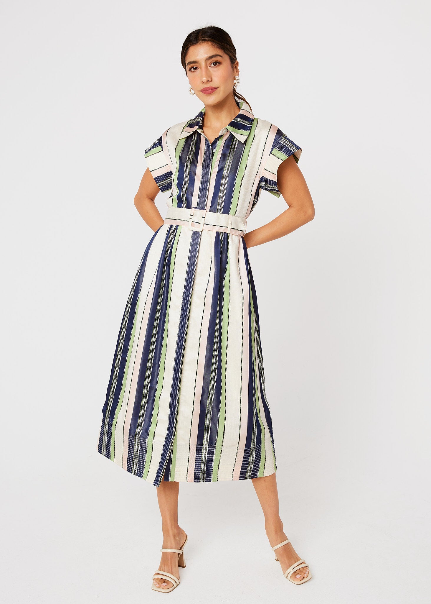 Harper Dress Navy Coastal Stripe Jacquard Navy / XS