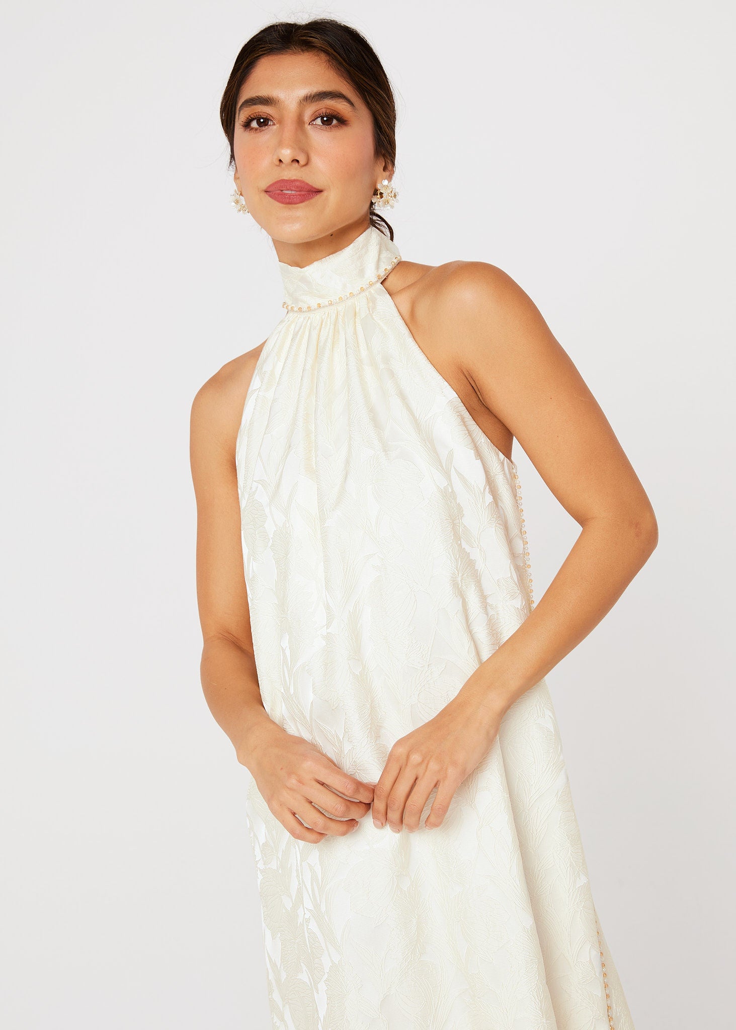 Rory Gown Ivory Garden Embossed Satin