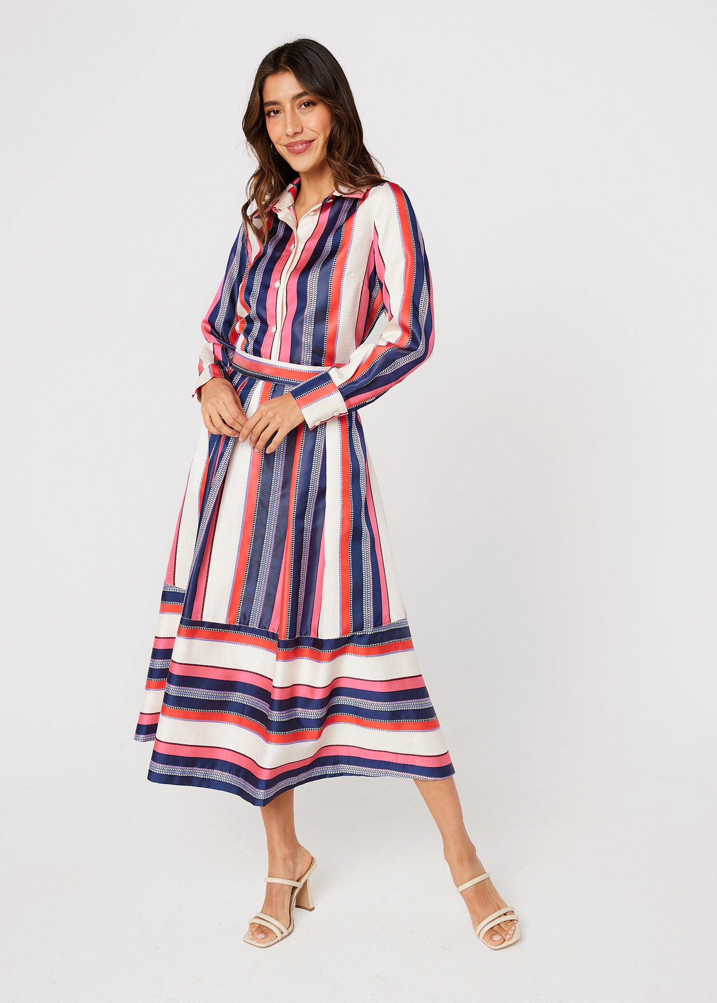 Margaret Blouse Carnation Coastal Stripe Jacquard