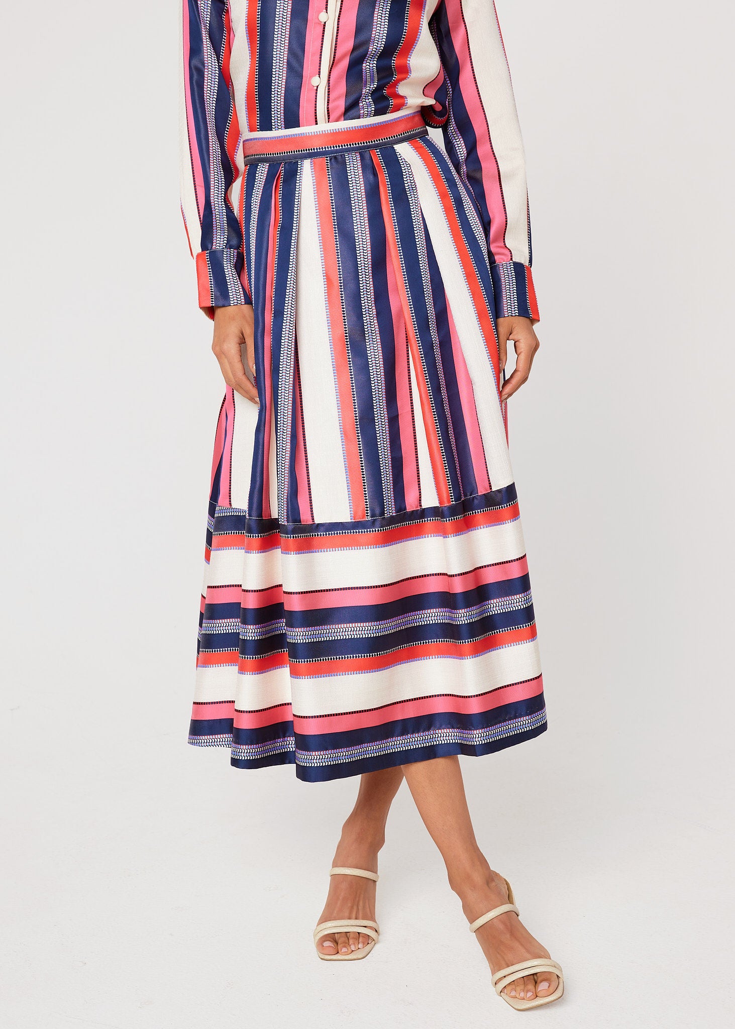 Catherine Skirt Carnation Coastal Stripe Jacquard