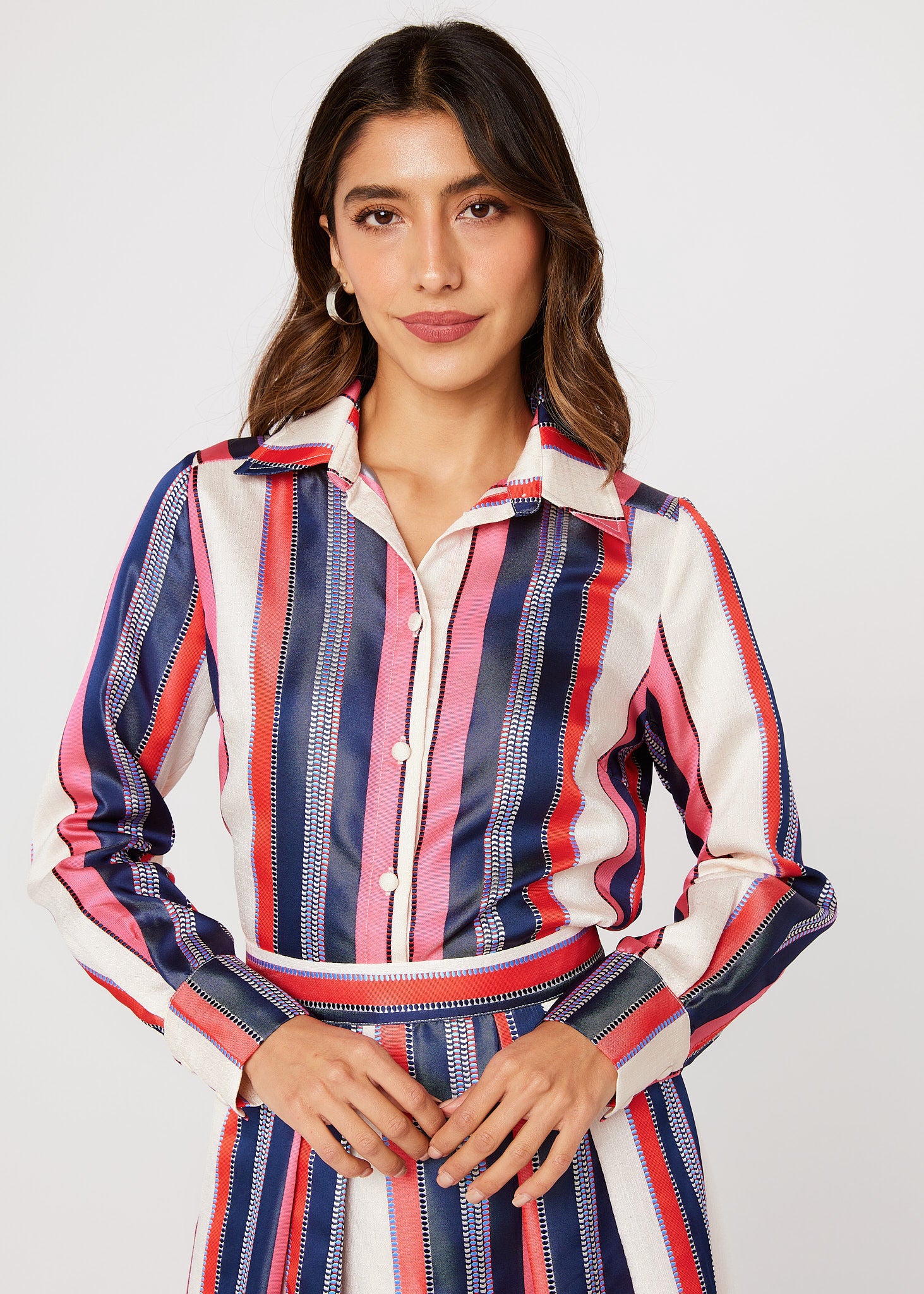 Margaret Blouse Carnation Coastal Stripe Jacquard
