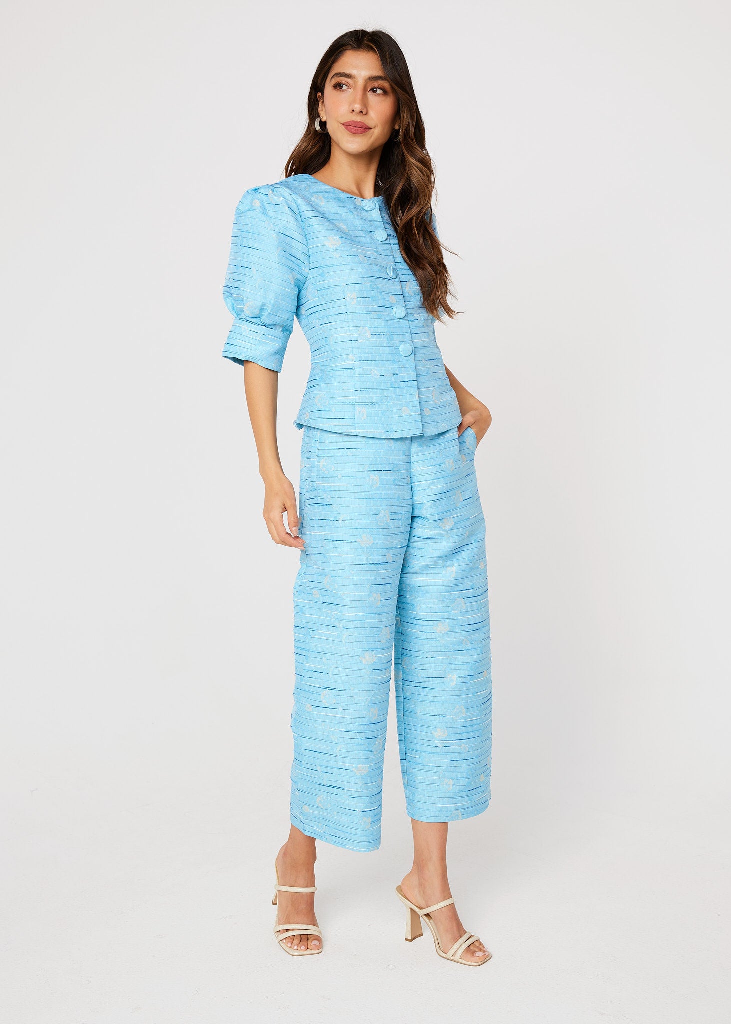 Taylor Pant Blue Textured Dupioni