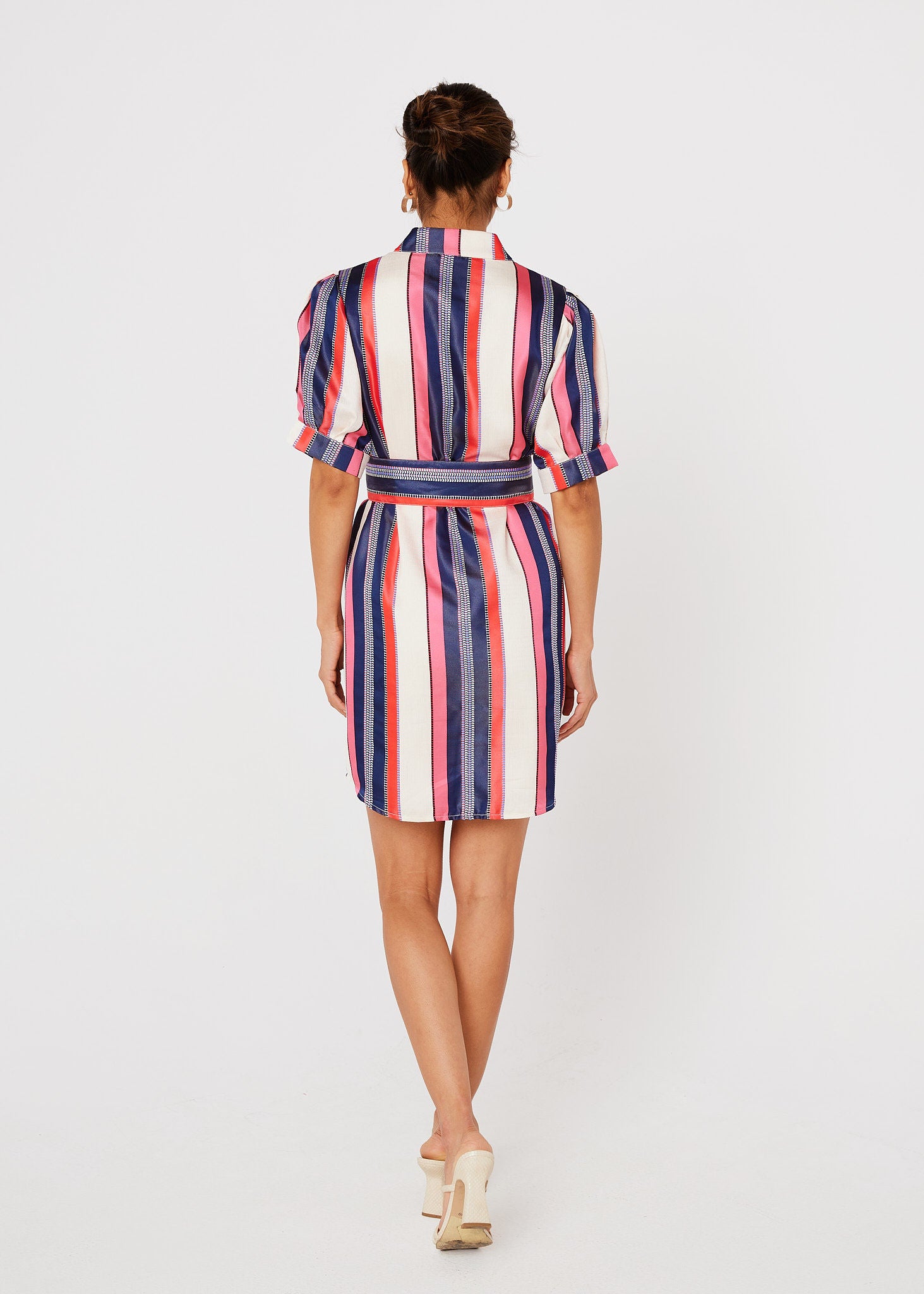 Georgina Dress Carnation Coastal Stripe Jacquard