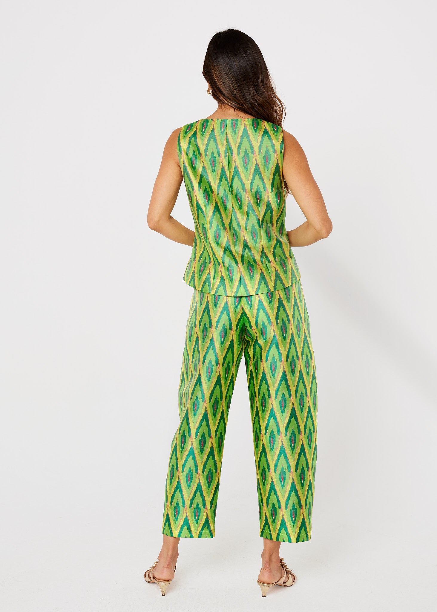 Taylor Pant Lime Ikat Jacquard