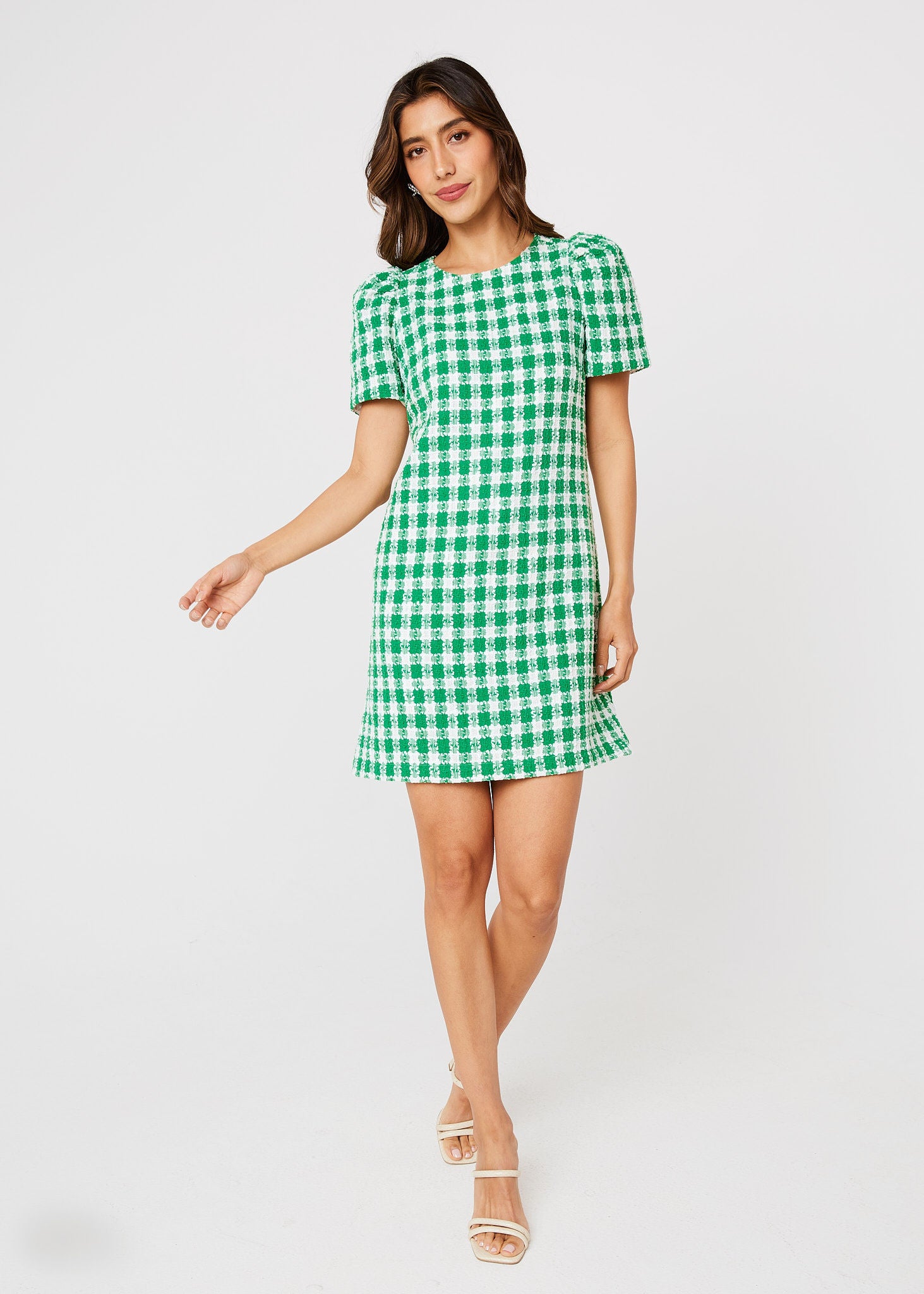 Marty Dress Augusta Green Check Tweed