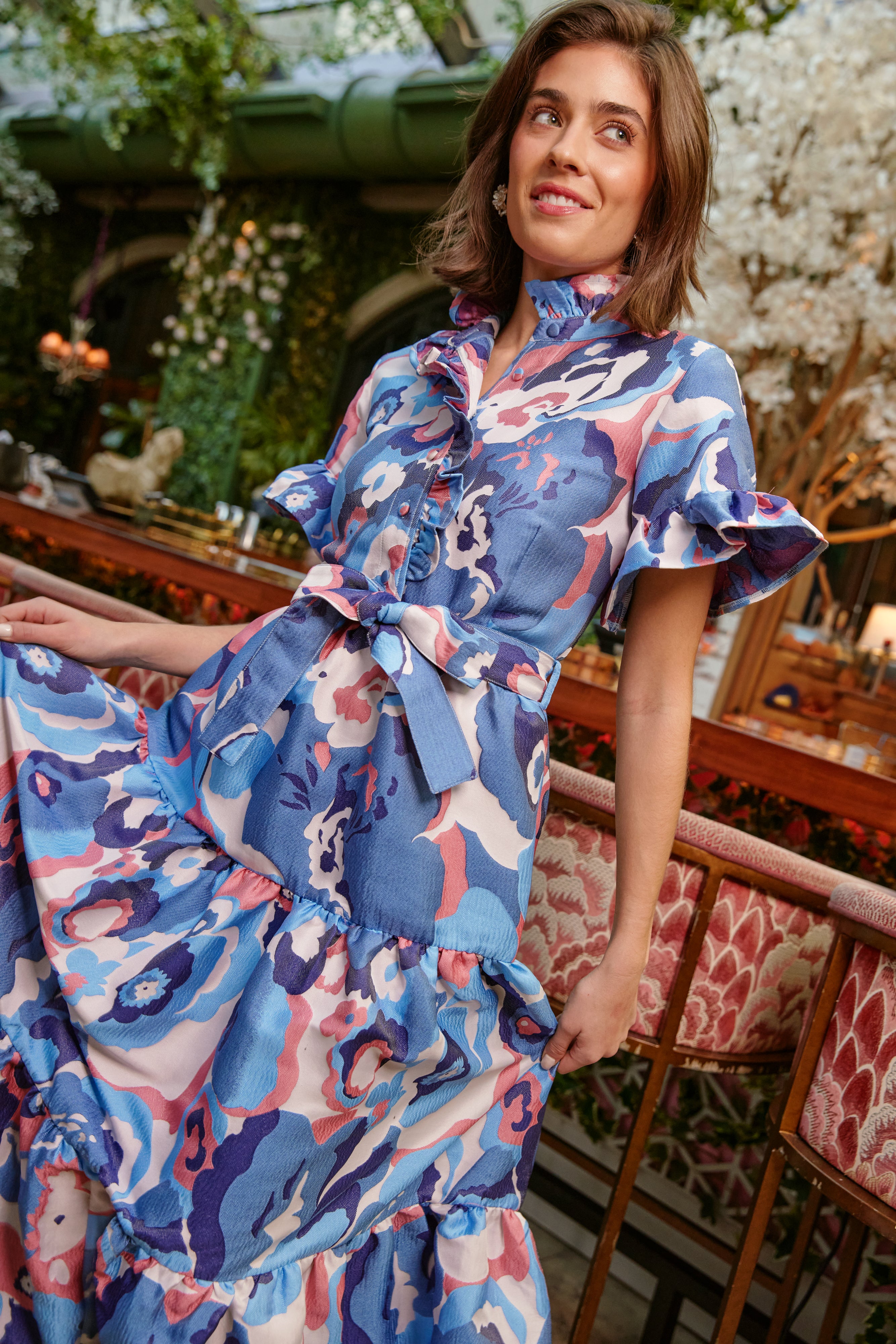 Sadie Maxi Dress Blue Retro Jacquard