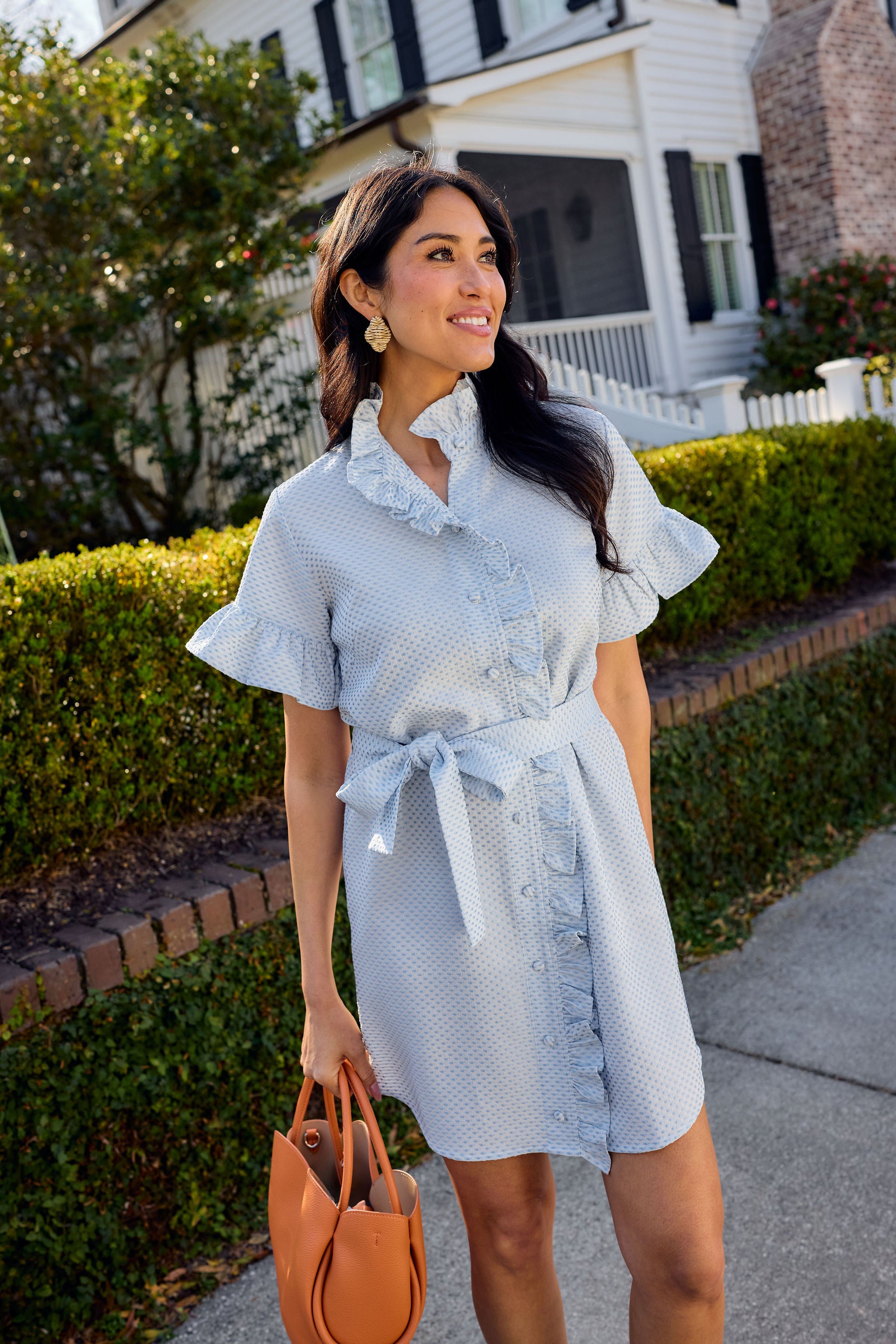 Katie Dress Light Blue Tufted Cotton