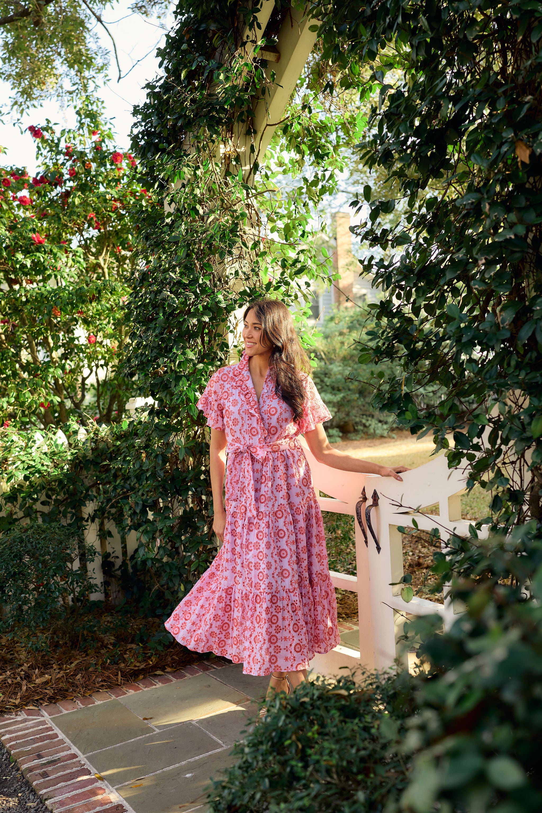 Sadie Maxi Dress Lavender Coral Eyelet