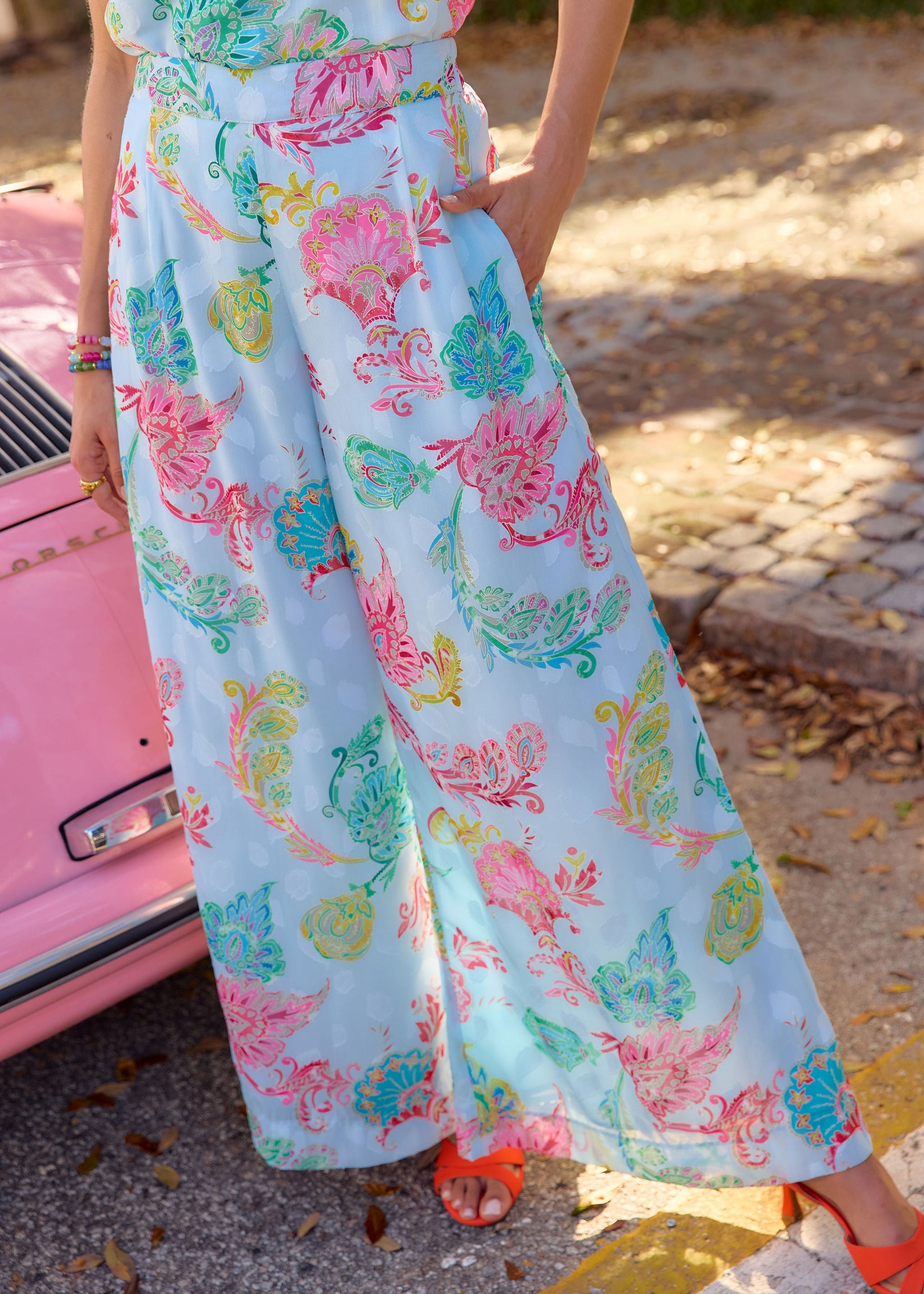Goldie Pant Sky Blue Paisley Chiffon