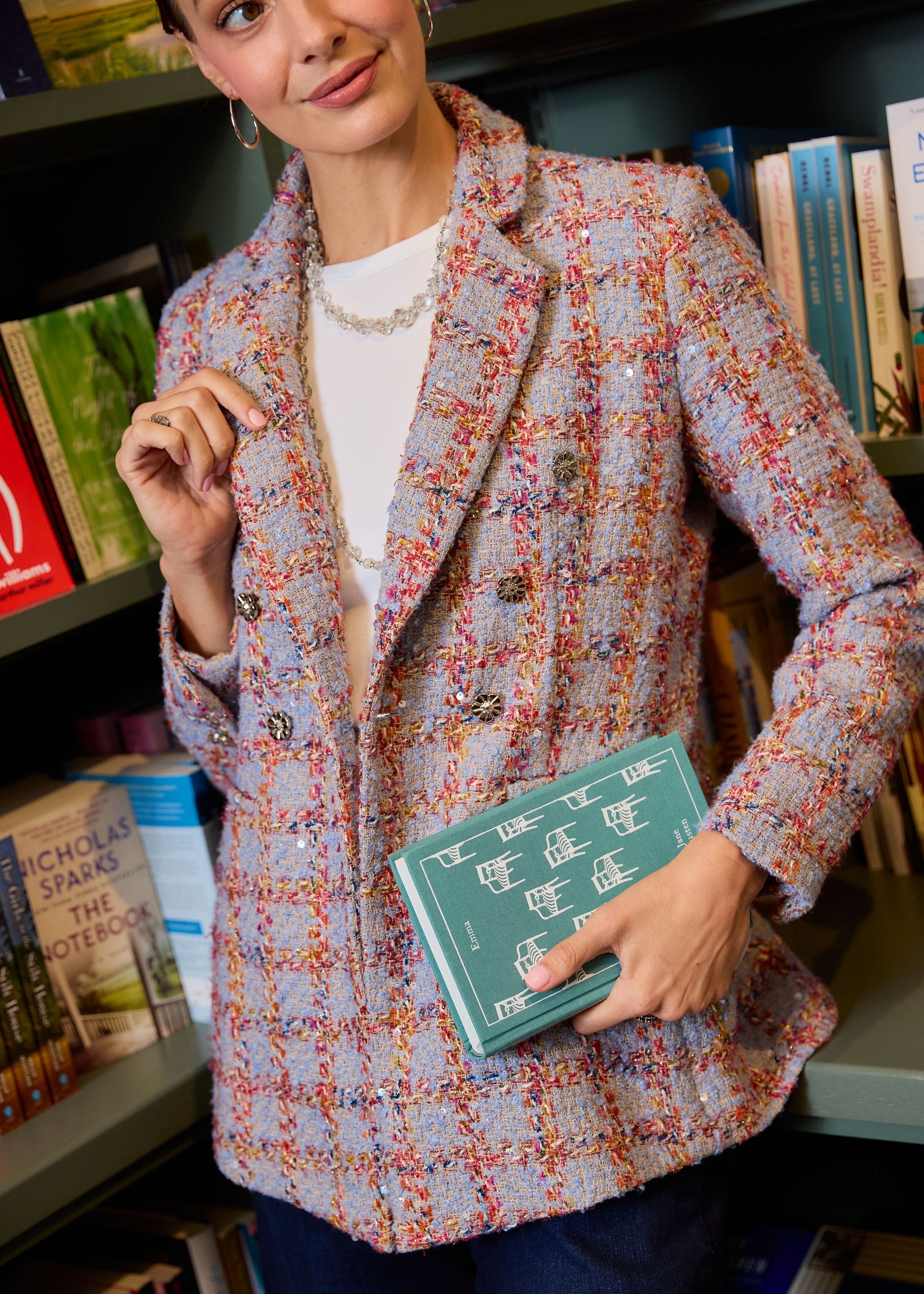 Calvin Blazer Windowpane Ribbon Tweed