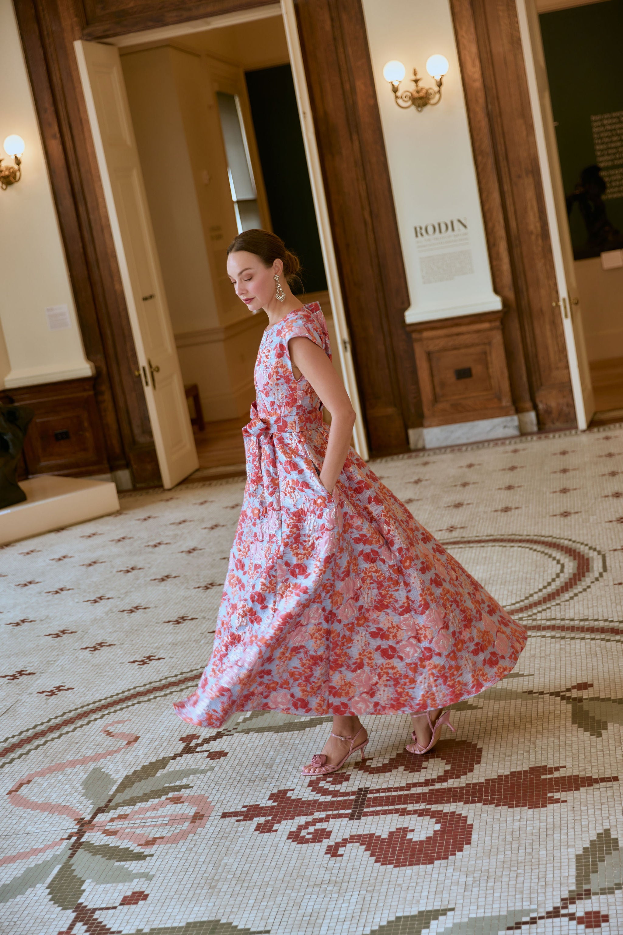 Olivia Gown Coral Garden Jacquard