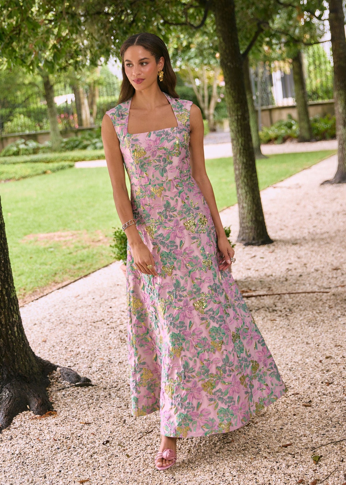Lydia Gown Mauve Magnolia Jacquard