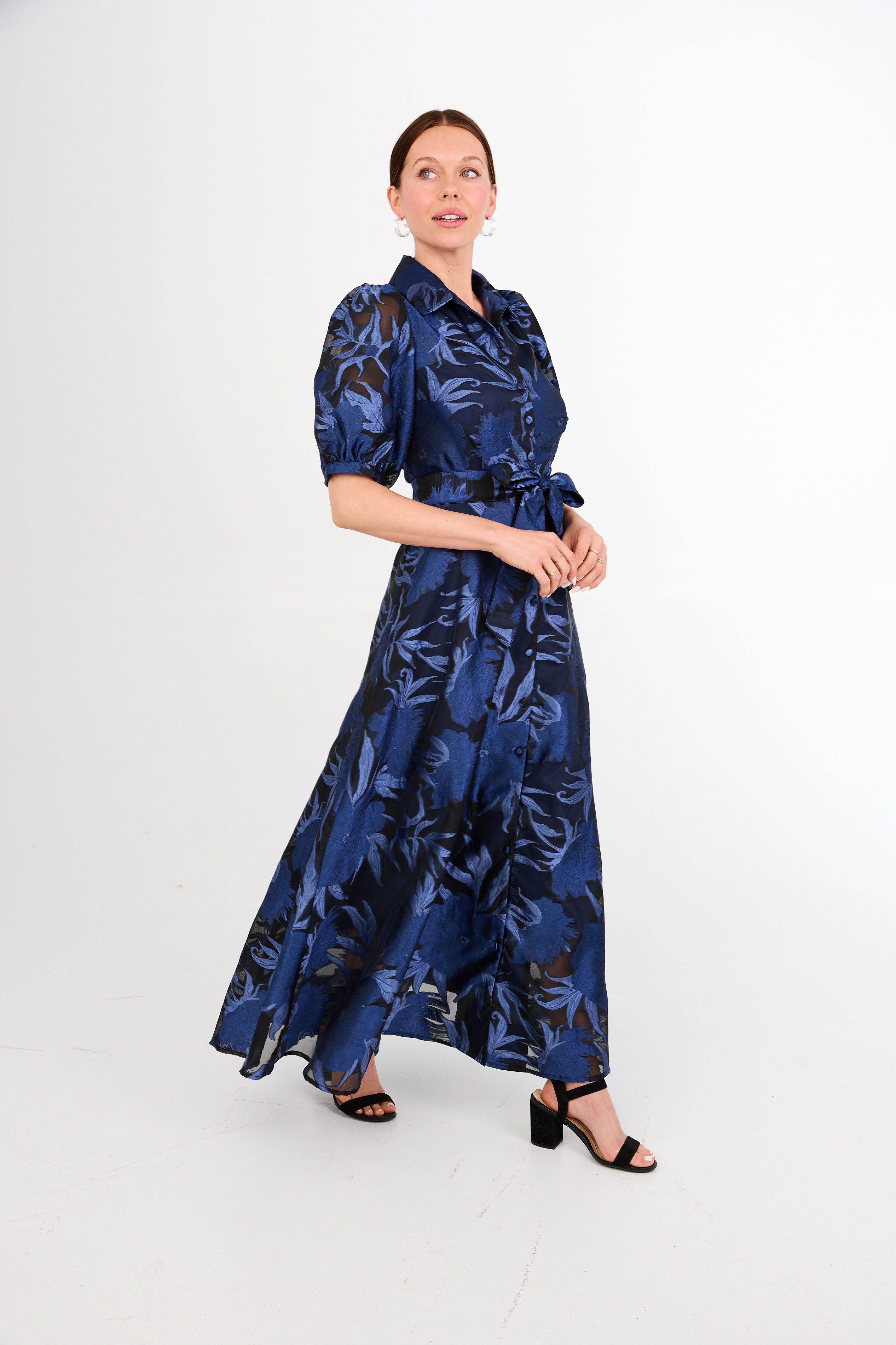 Charlotte Gown Royal Blue Pansy Vine Organza