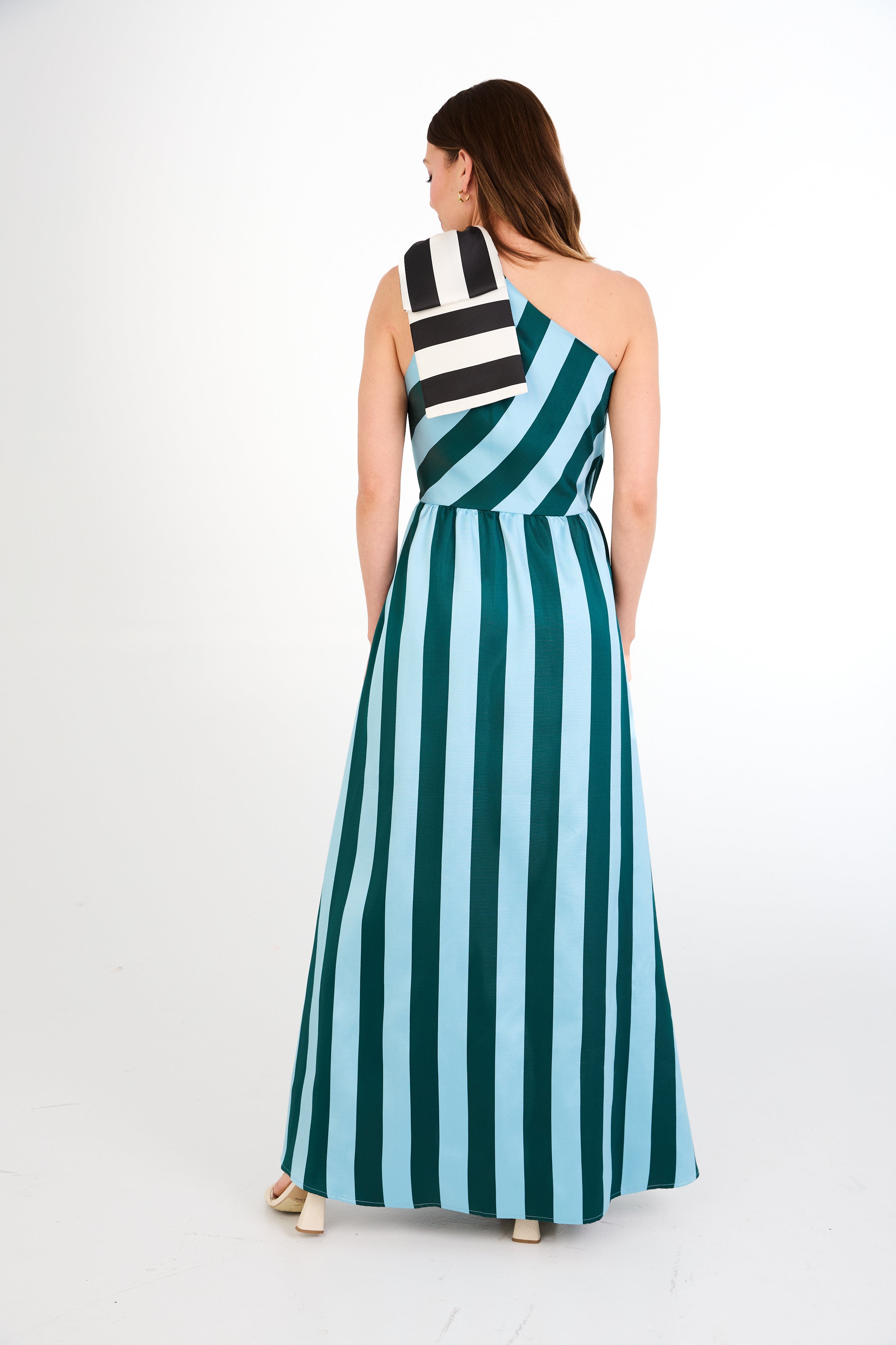 Caroline Gown Blue Stripe Mikado