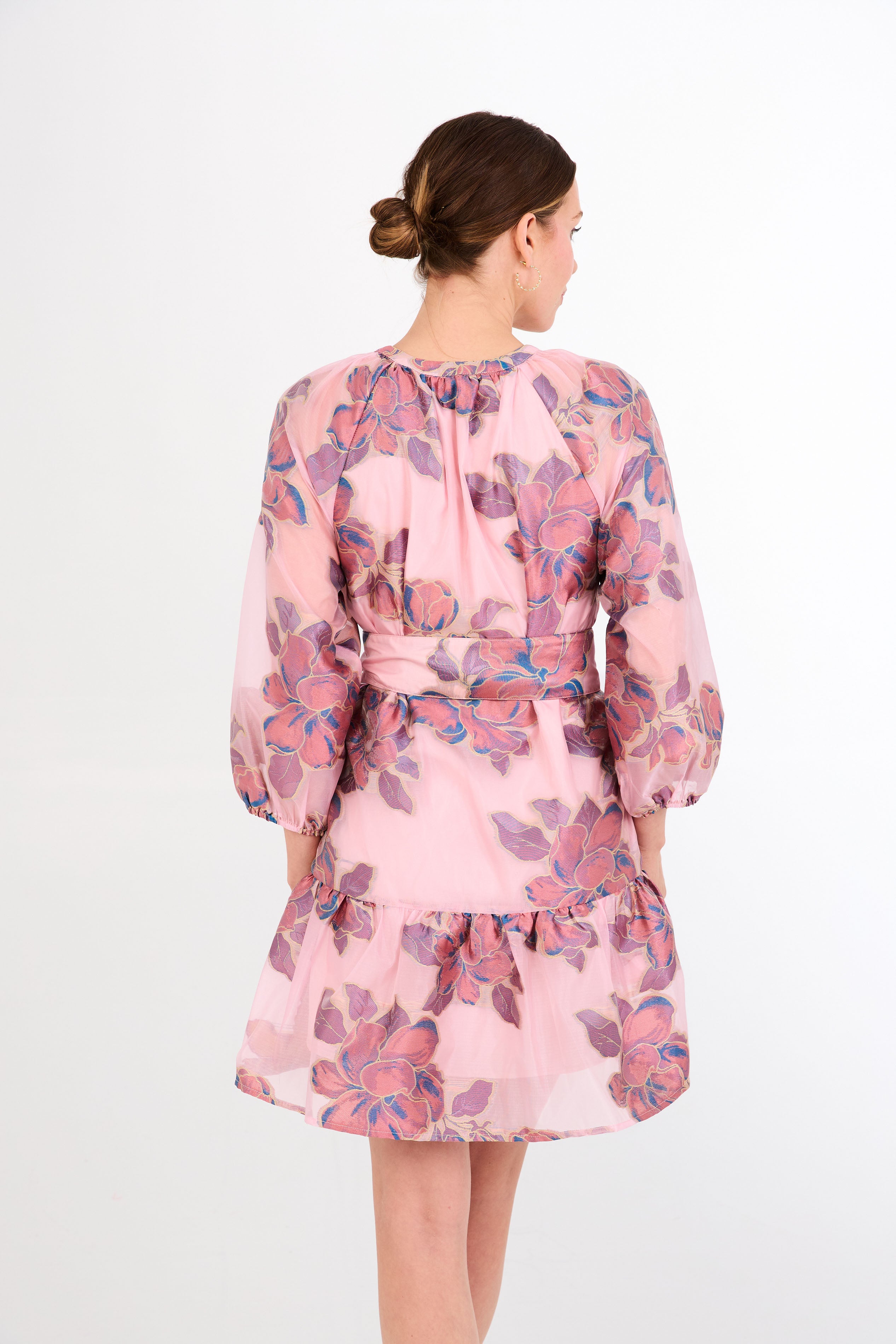 Elise Mini Dress Pink Peony Organza