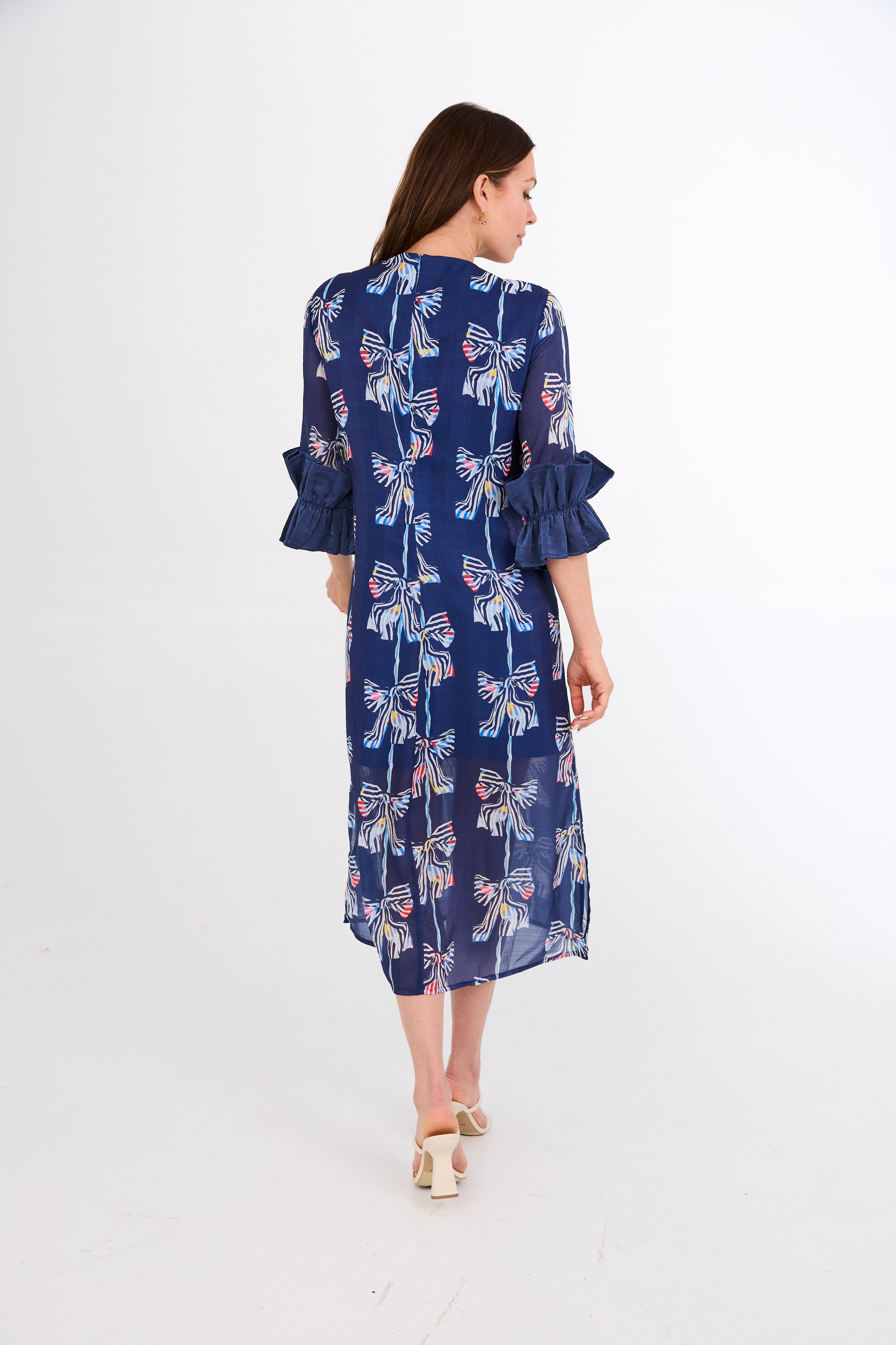 Bronwyn Dress Navy Bow Print Chiffon
