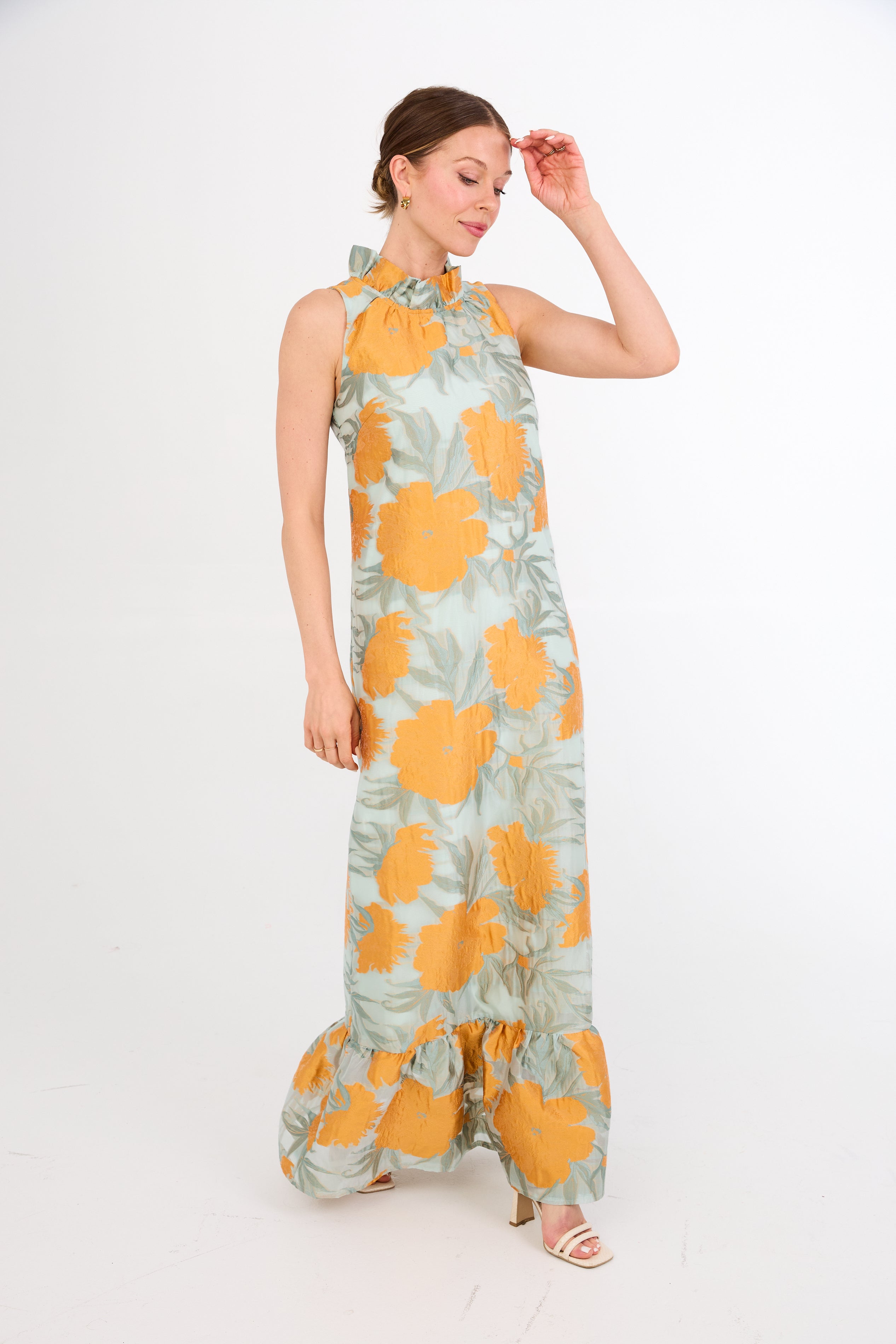 Camille Gown Mint Pansy Vine Organza