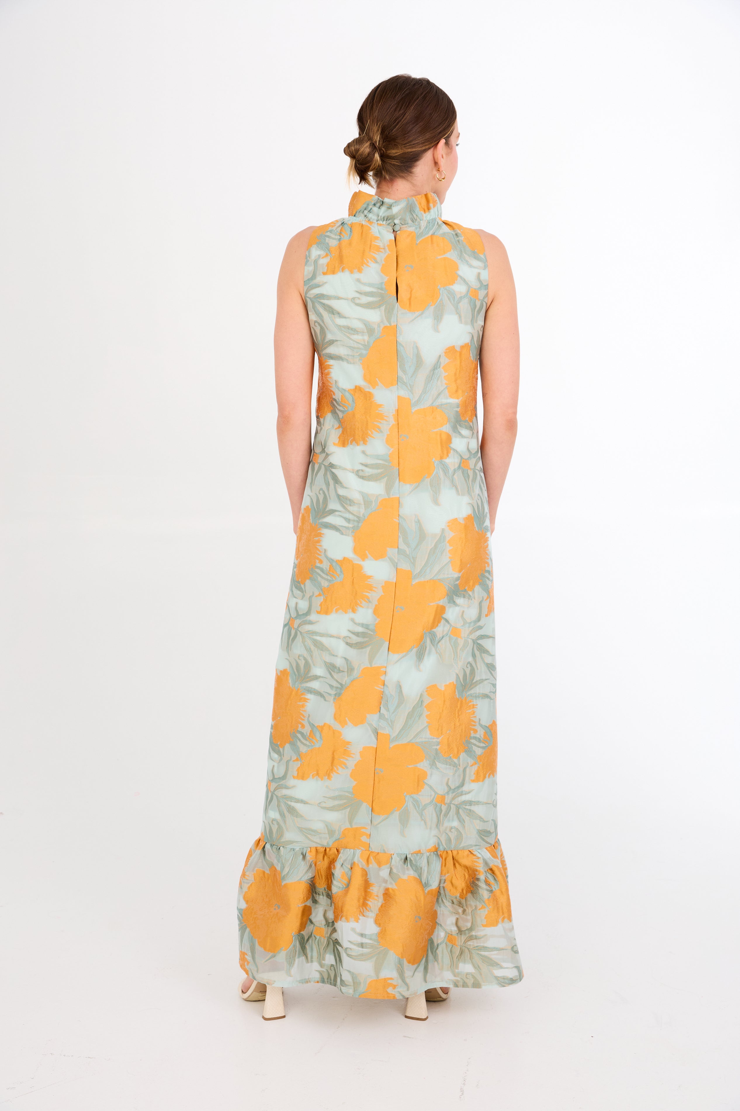 Camille Gown Mint Pansy Vine Organza