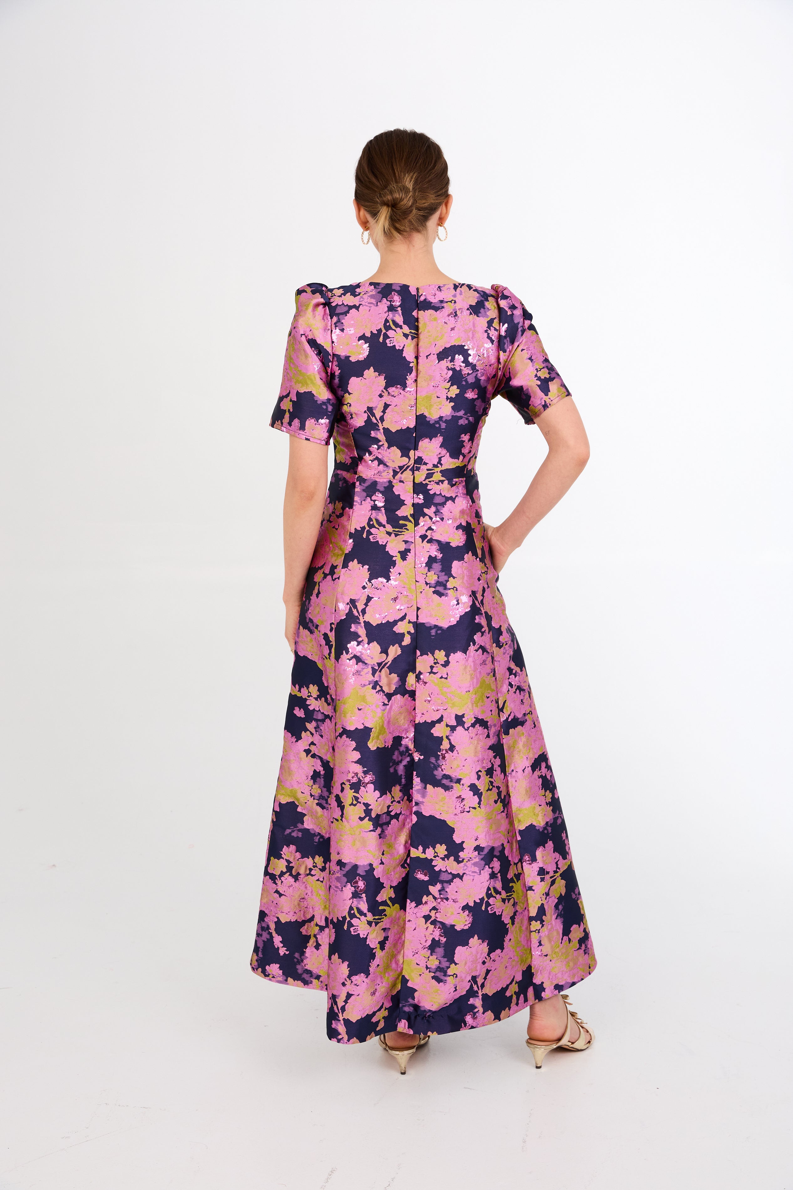 Arden Gown Navy Abstract Brocade