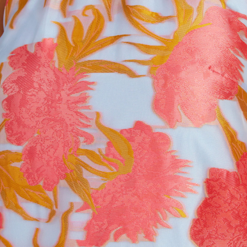 Olivia Gown Hot Coral Pansy Vine Organza