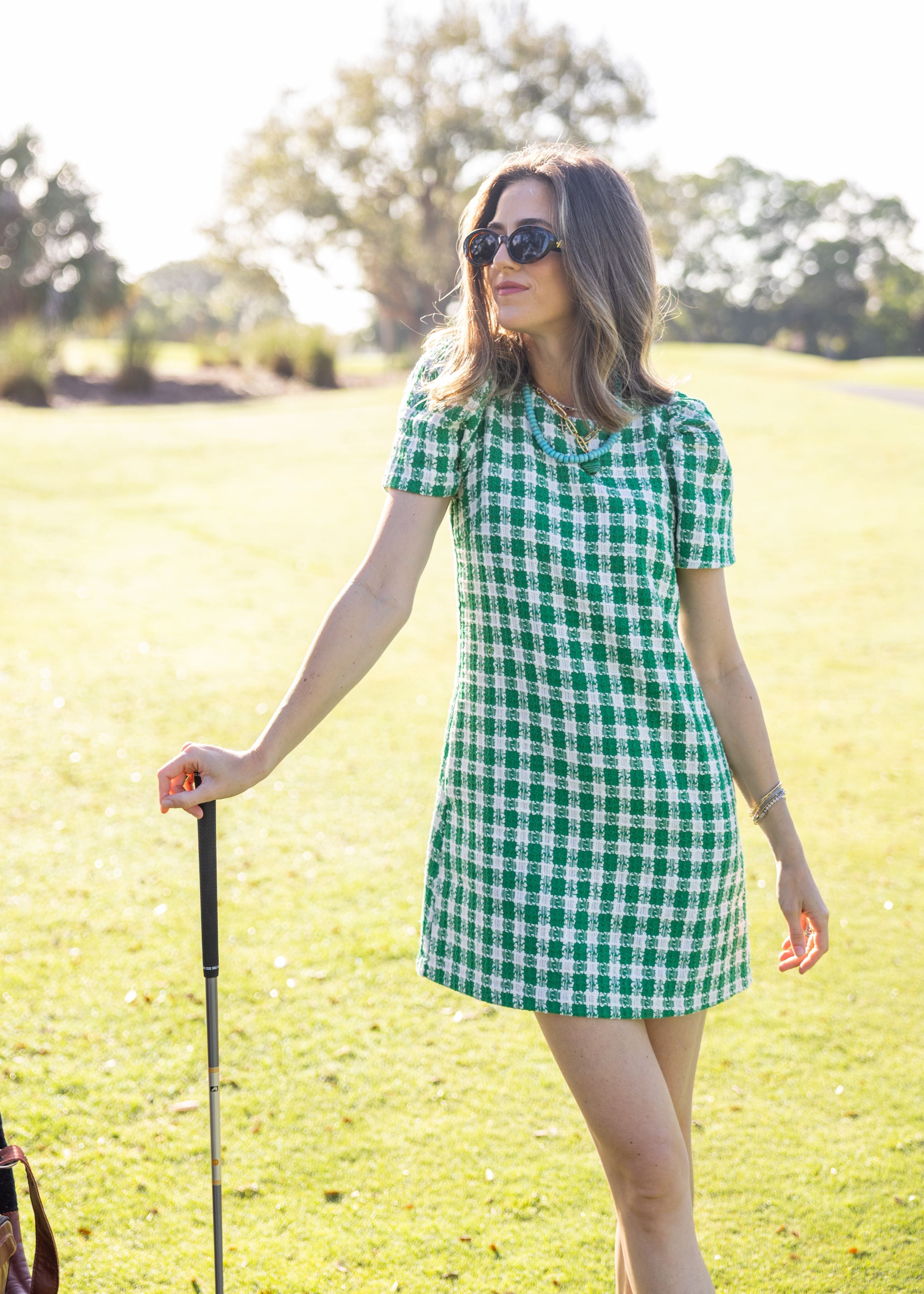 Marty Dress Augusta Green Check Tweed
