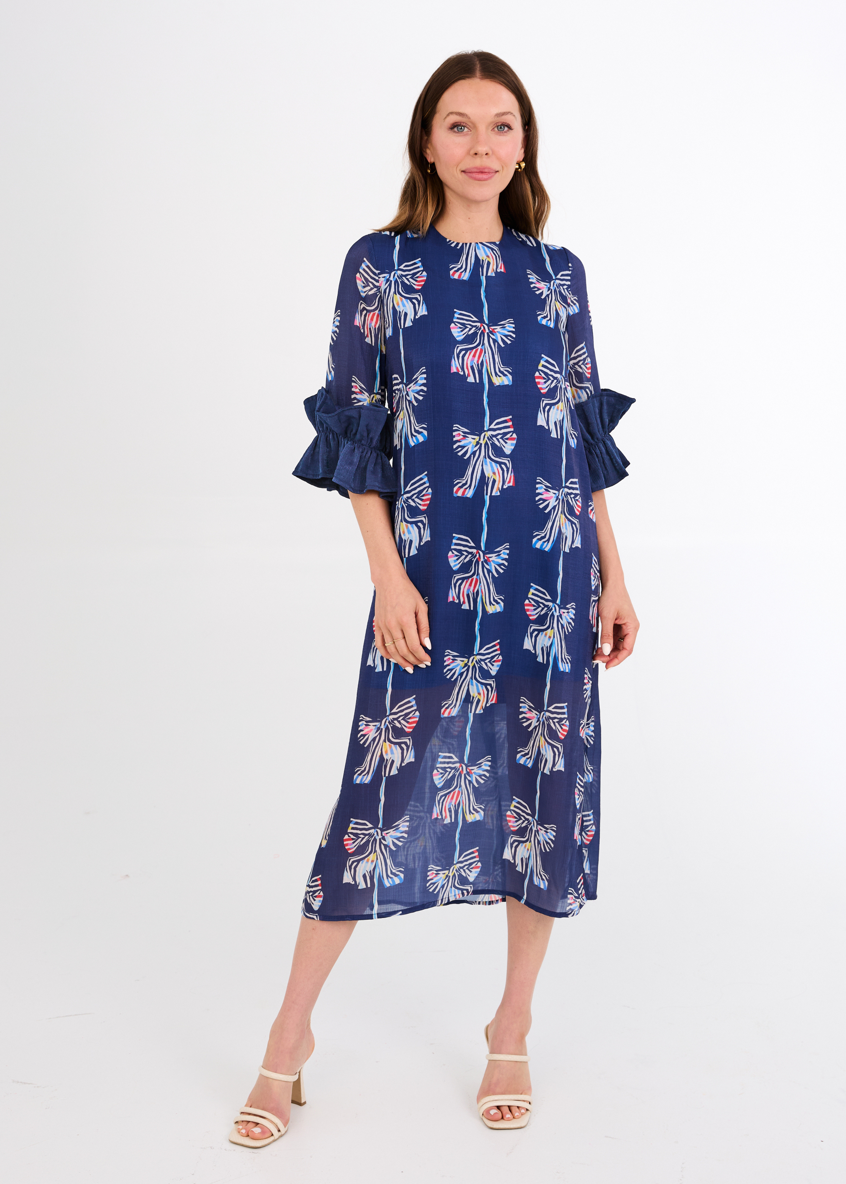 Bronwyn Dress Navy Bow Print Chiffon