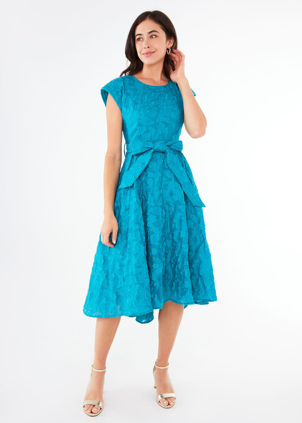 Olivia Dress Turquoise Cloud Organza
