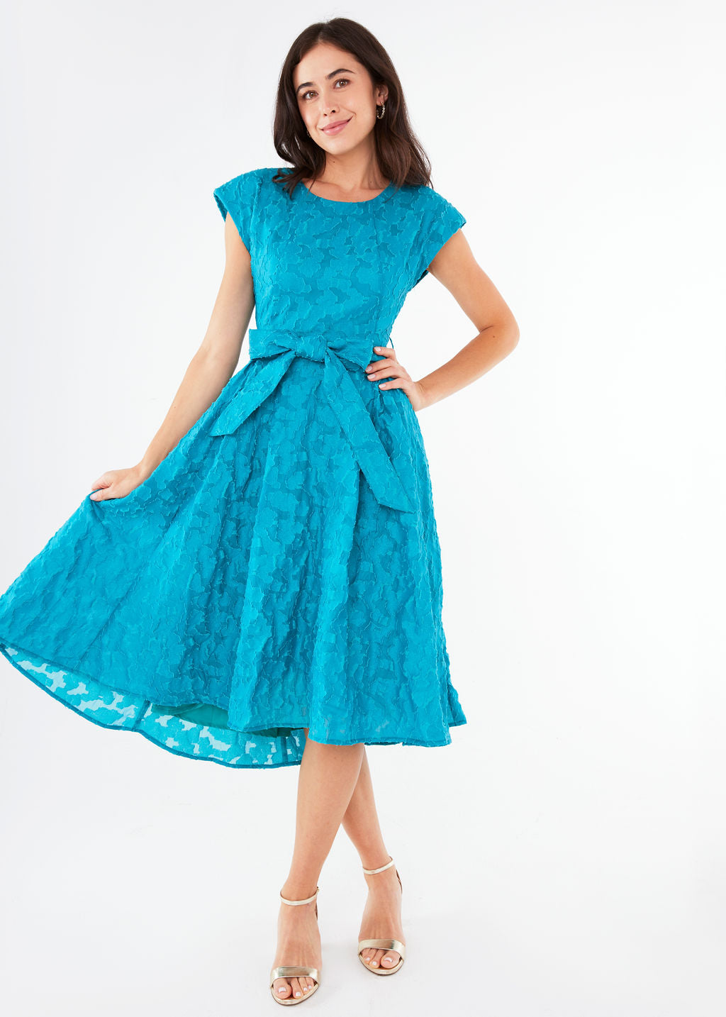Olivia Dress Turquoise Cloud Organza
