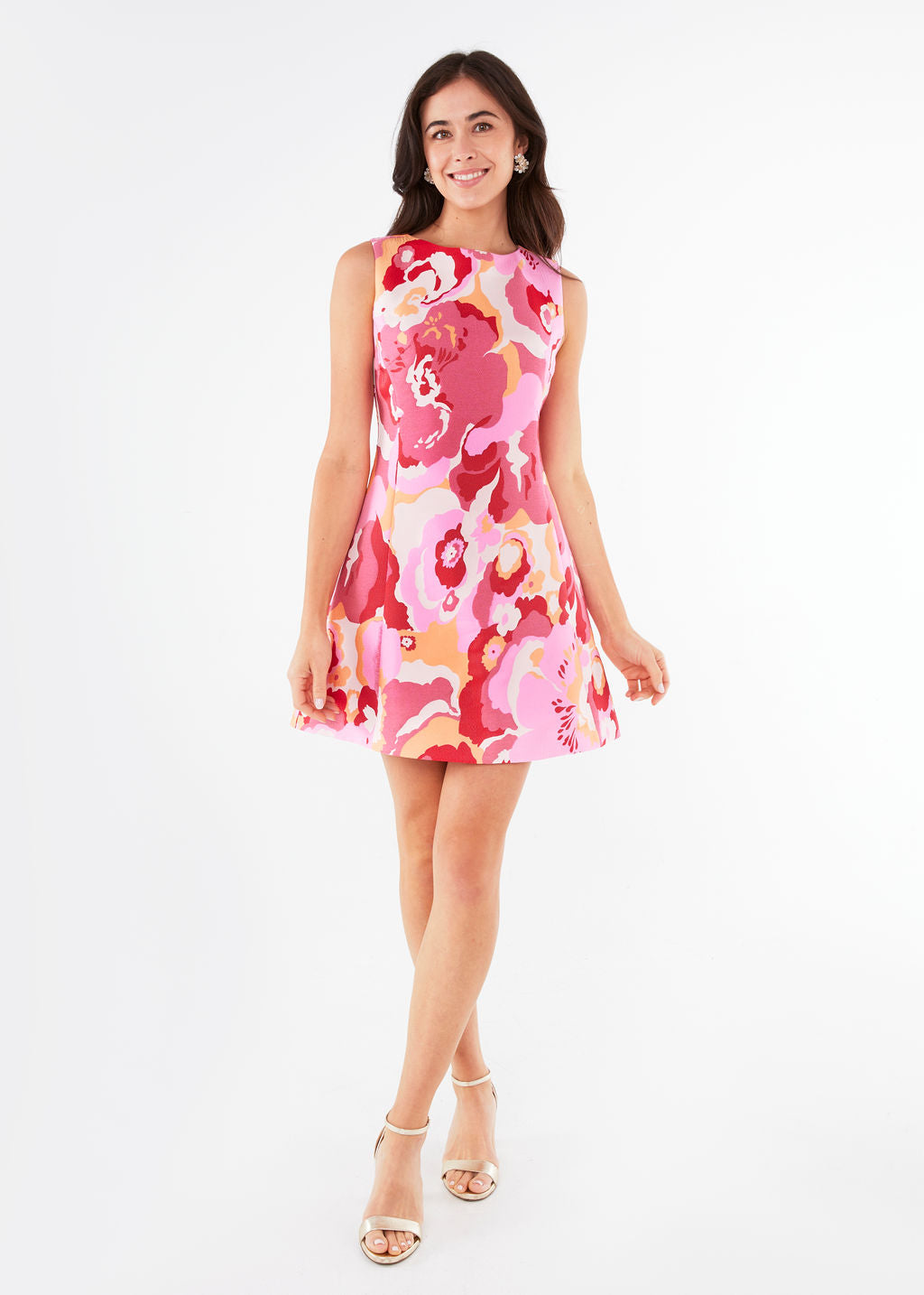Avery Dress Pink Retro Jacquard