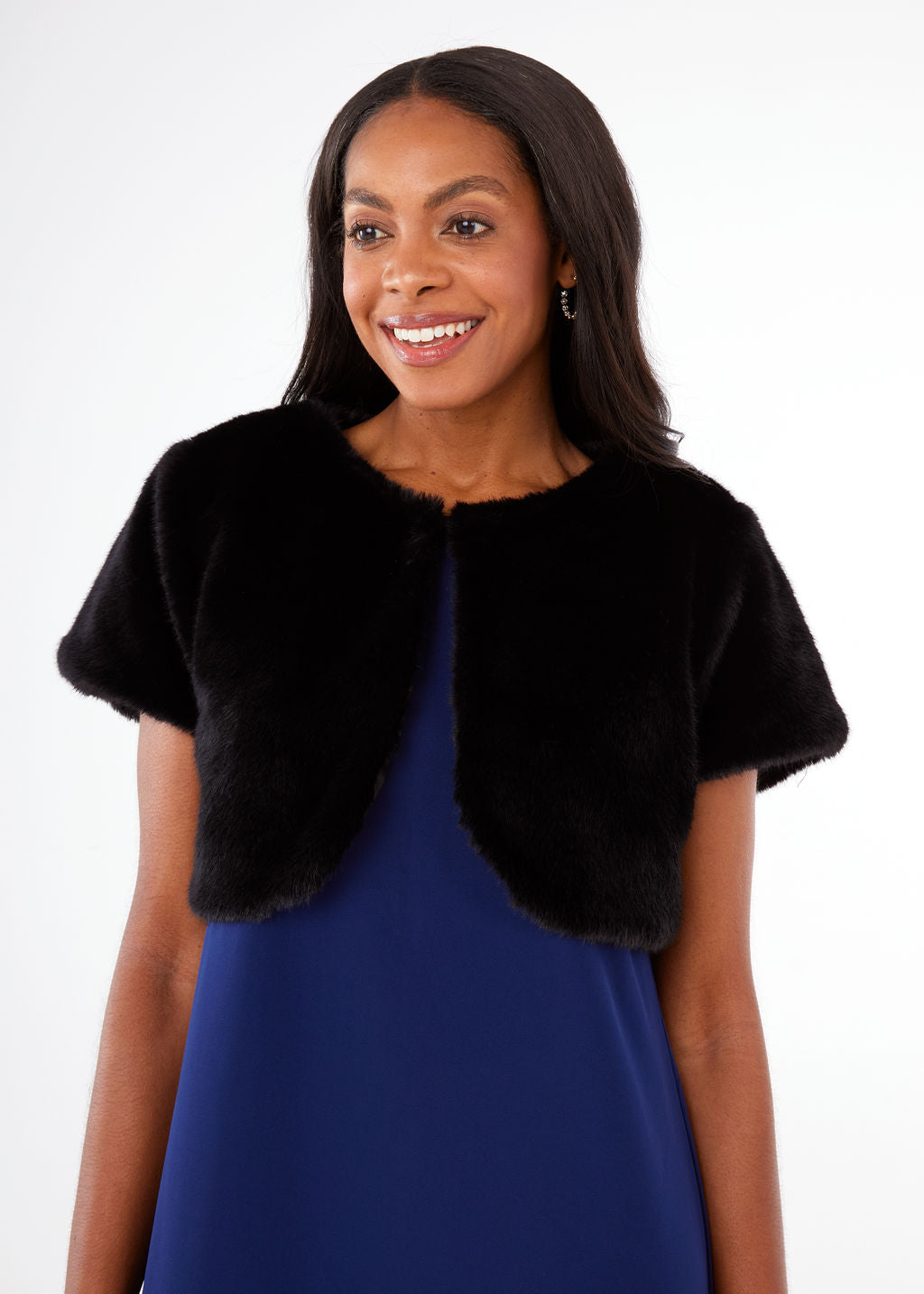 Faux Fur Bolero Short Black Bolero Jacket AFTERSHOCK Womens Short