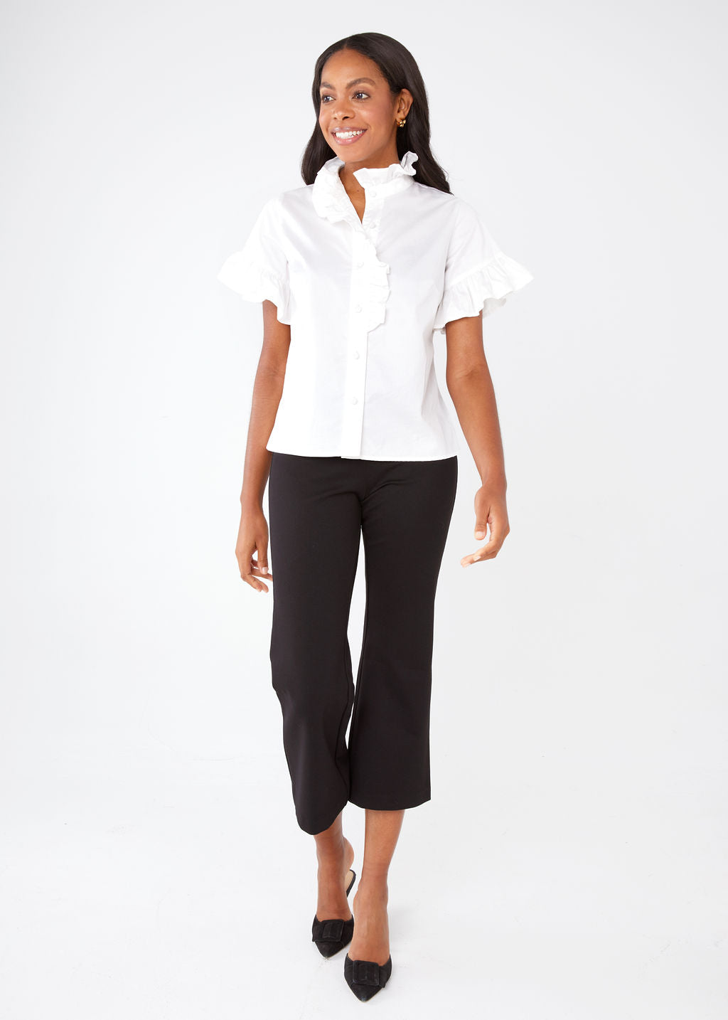 Sadie Top White Cotton Sateen