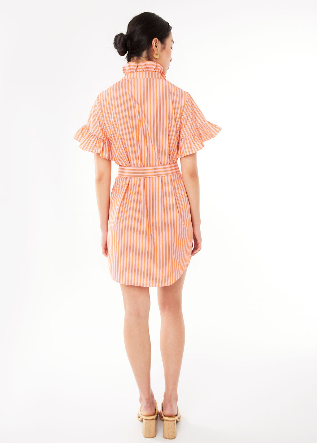 Katie Dress Orange Stripe Cotton