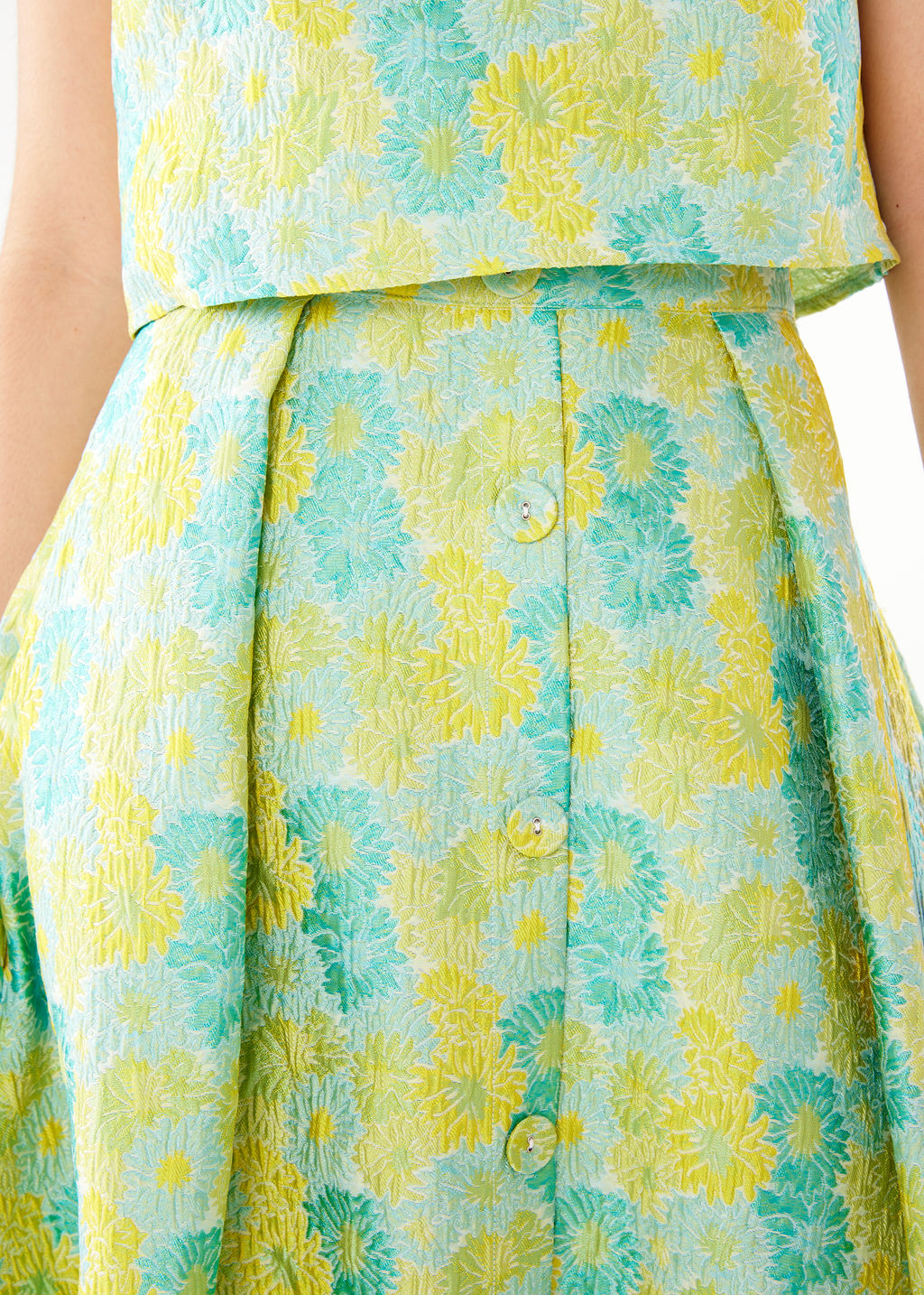 Eden Skirt Green Sunflower Jacquard