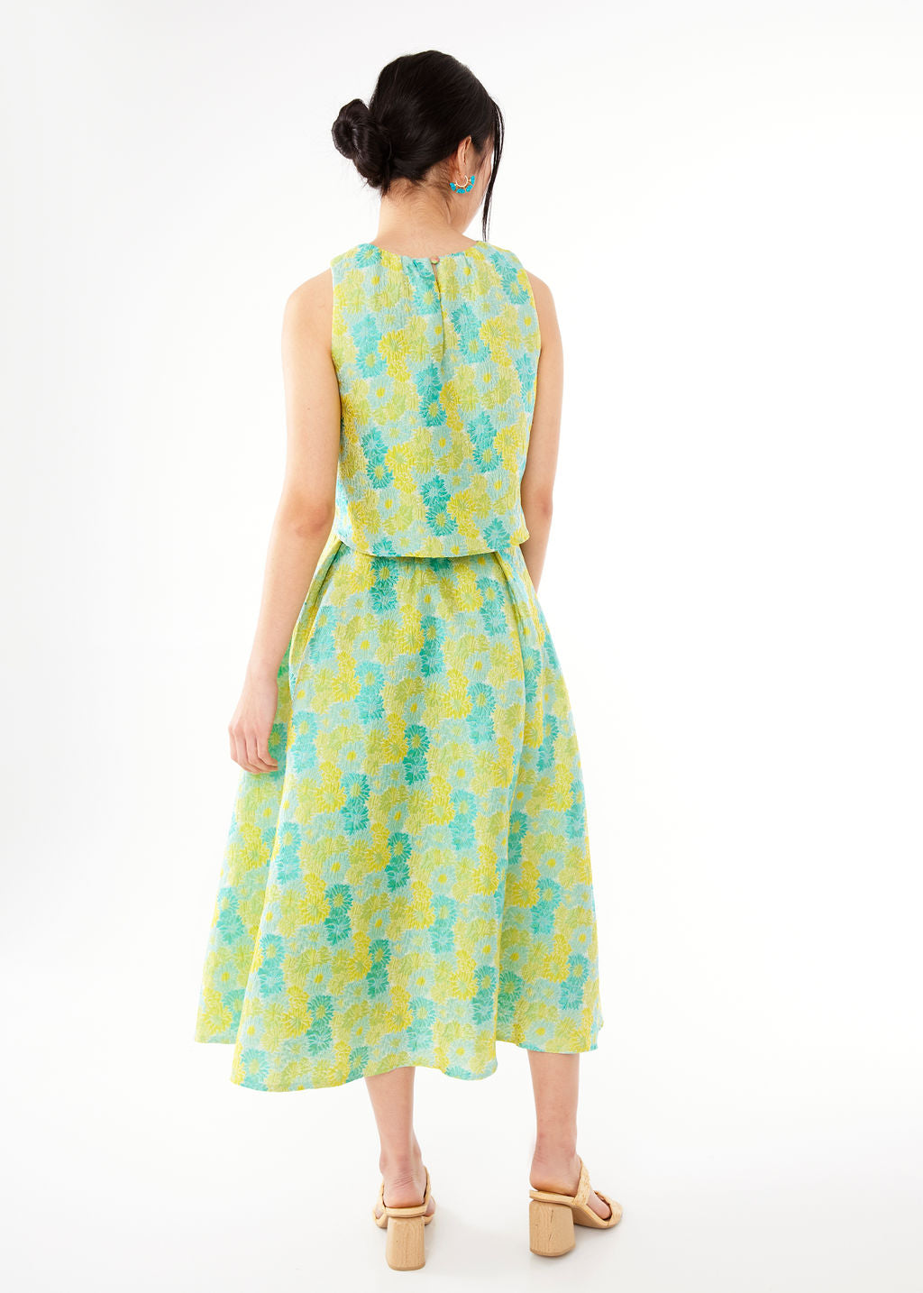 Eden Skirt Green Sunflower Jacquard
